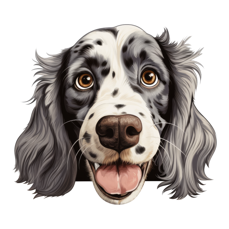 White Black Dog Spaniel Happy Face Vinyl Sticker Decal