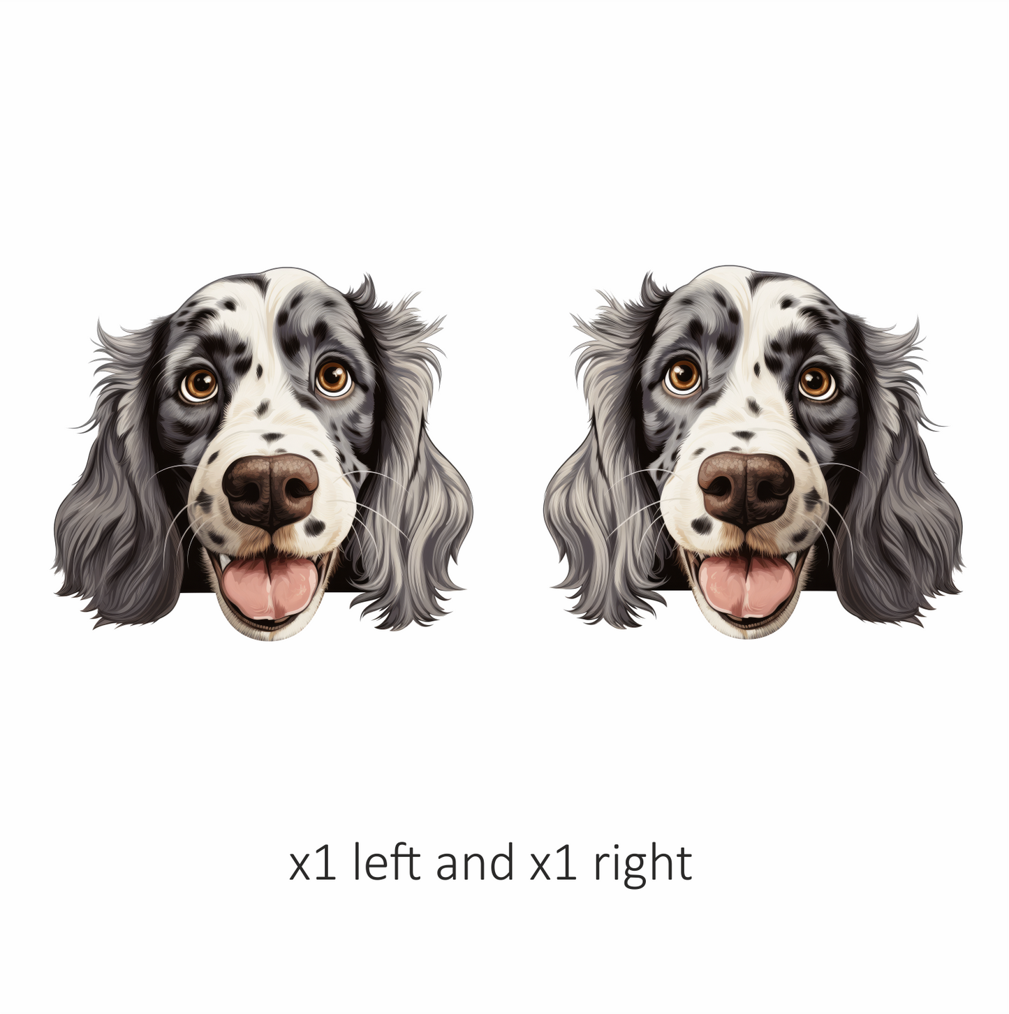 White Black Dog Spaniel Happy Face Vinyl Sticker Decal