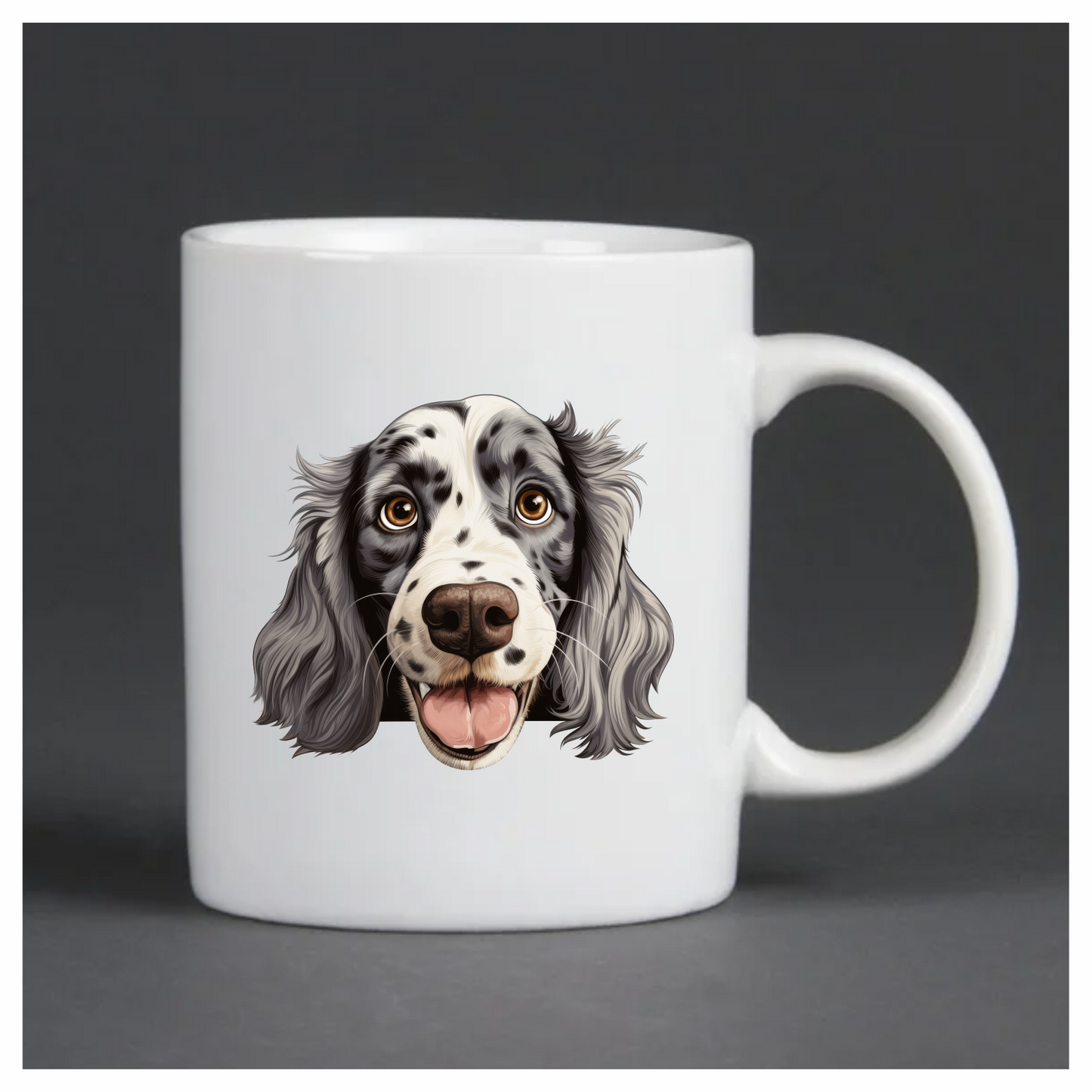 White Black Dog Spaniel Happy Face Vinyl Sticker Decal