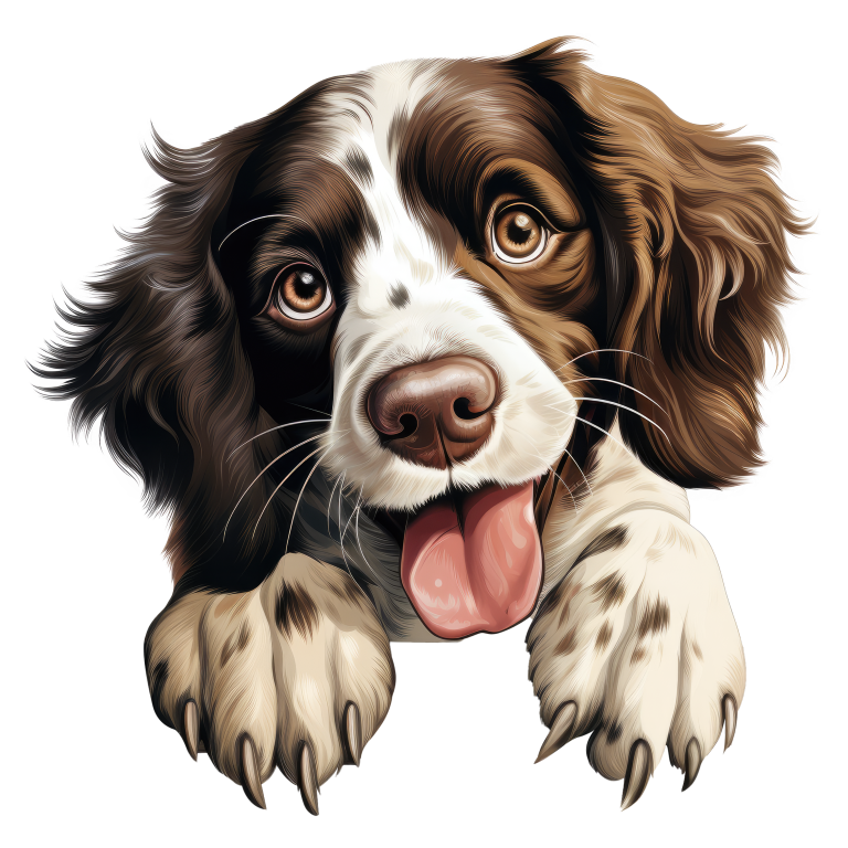 Brown White Dog Spaniel Happy Tongue Vinyl Sticker Decal