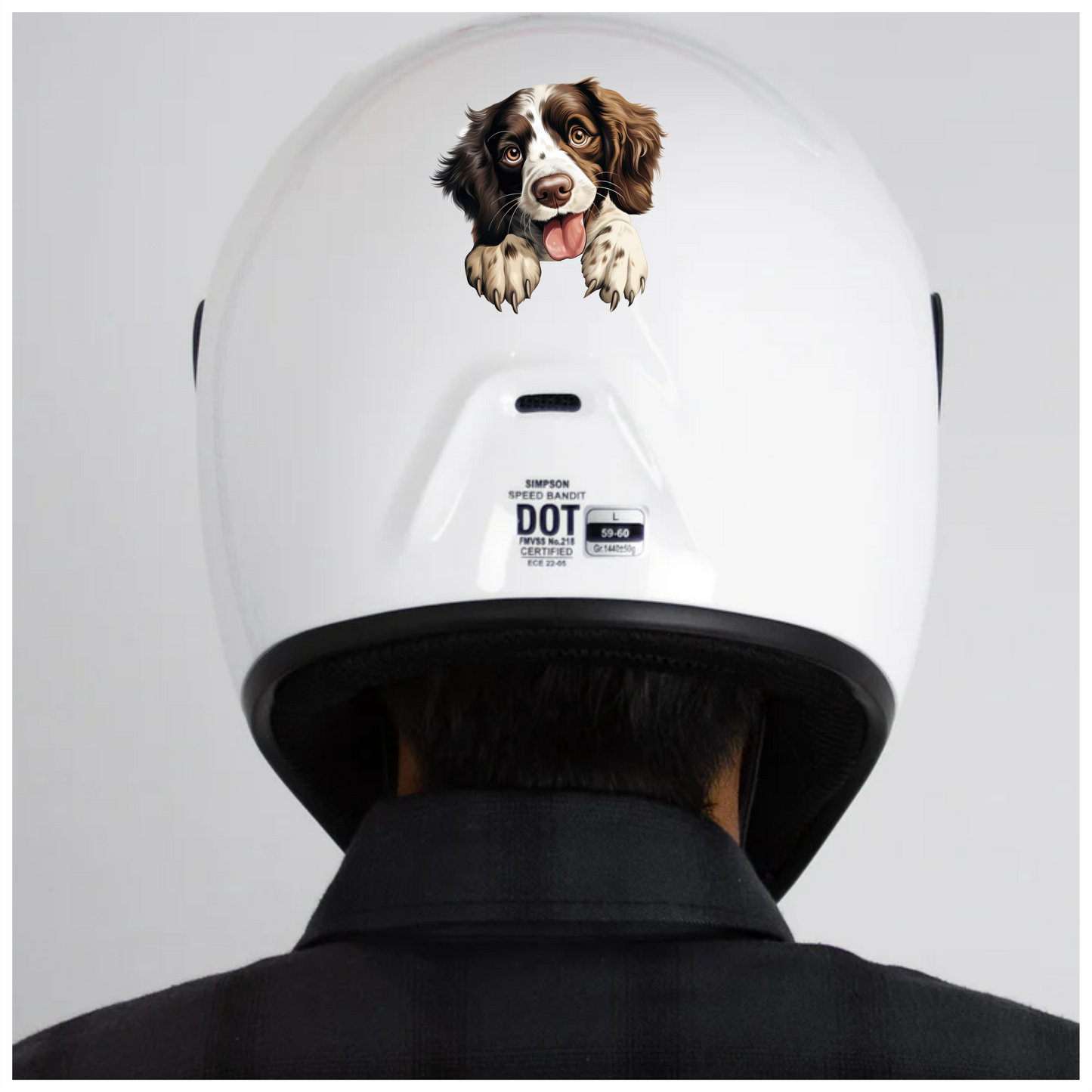 Brown White Dog Spaniel Happy Tongue Vinyl Sticker Decal