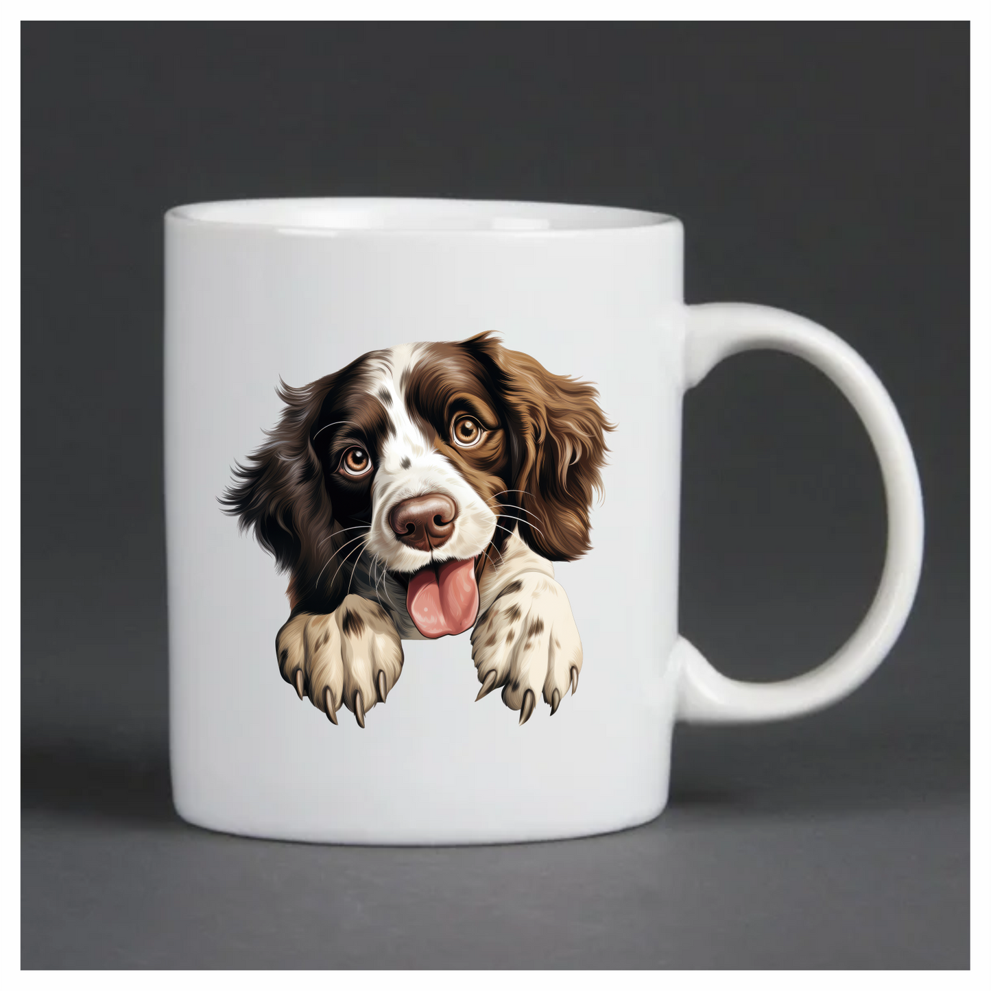 Brown White Dog Spaniel Happy Tongue Vinyl Sticker Decal