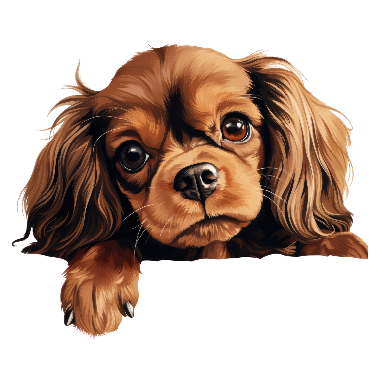 Brown Dog Cavalier King Charles Vinyl Sticker Decal