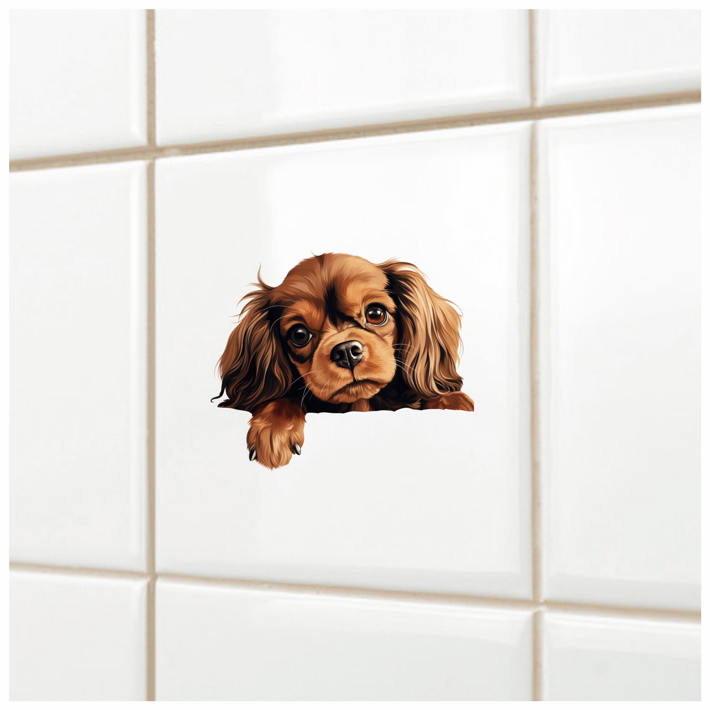 Brown Dog Cavalier King Charles Vinyl Sticker Decal