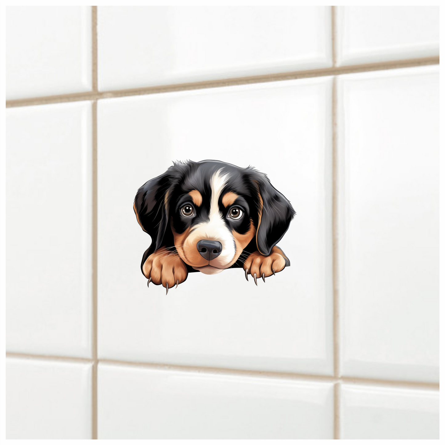 Black Brown Dog Puppy Cute Vinyl Sticker Decal