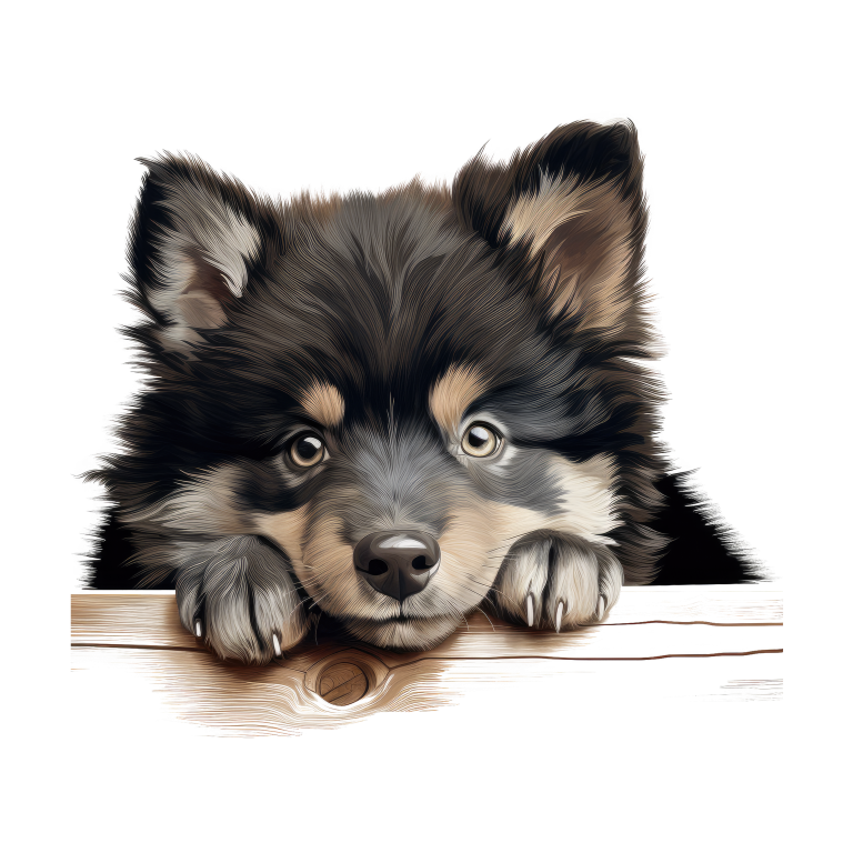 Black Brown Dog Puppy Fluffy Vinyl Sticker Decal