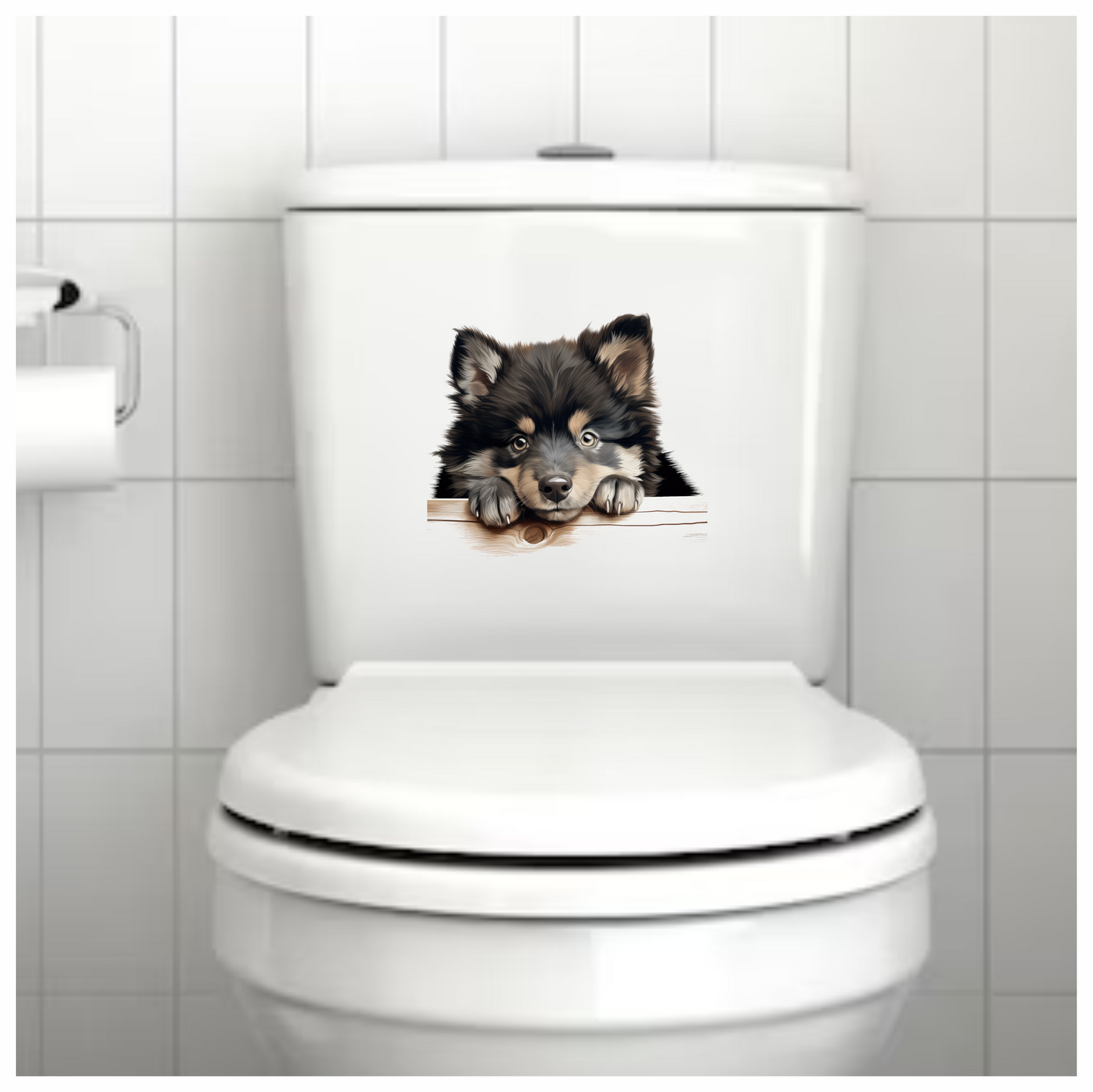 Black Brown Dog Puppy Fluffy Vinyl Sticker Decal