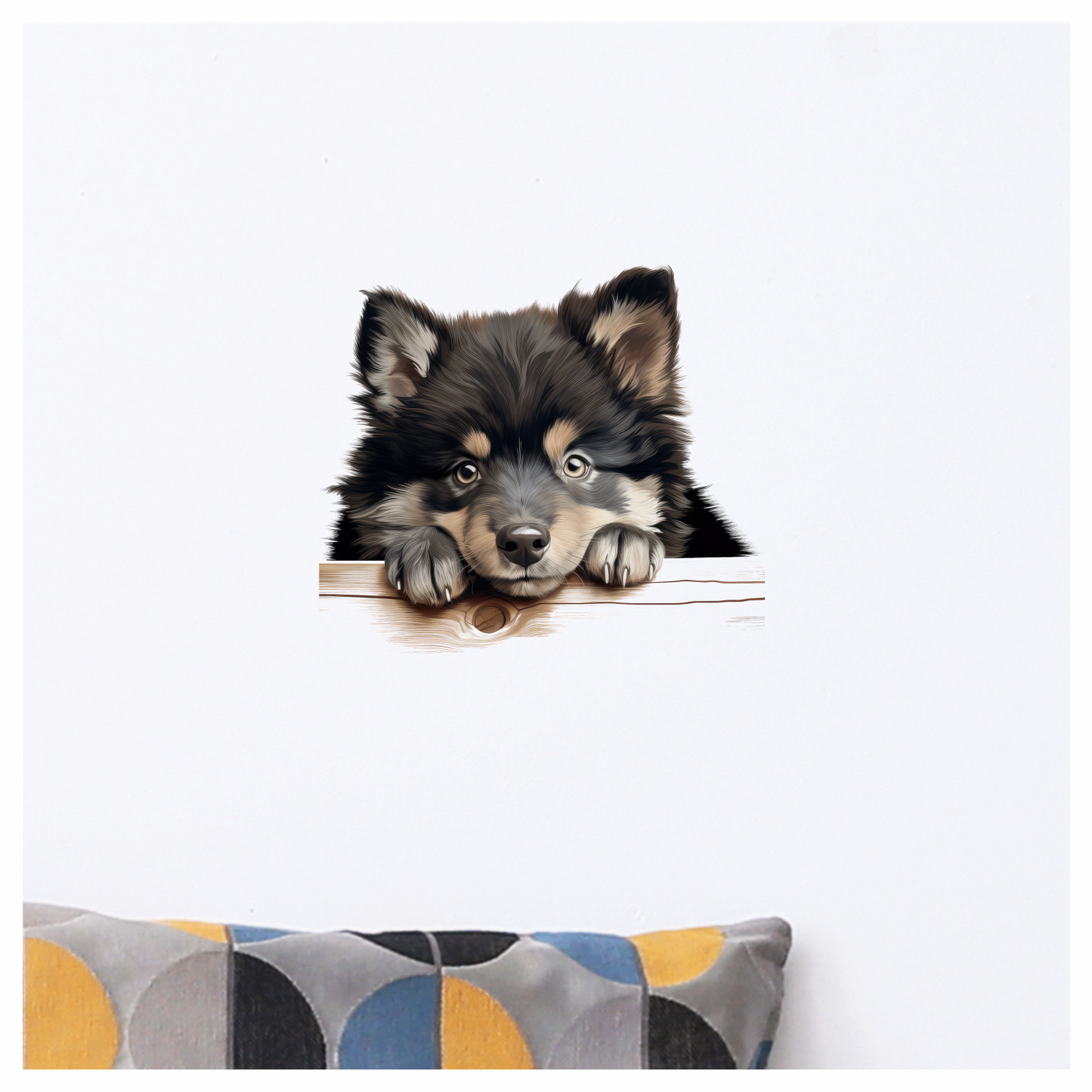 Black Brown Dog Puppy Fluffy Vinyl Sticker Decal