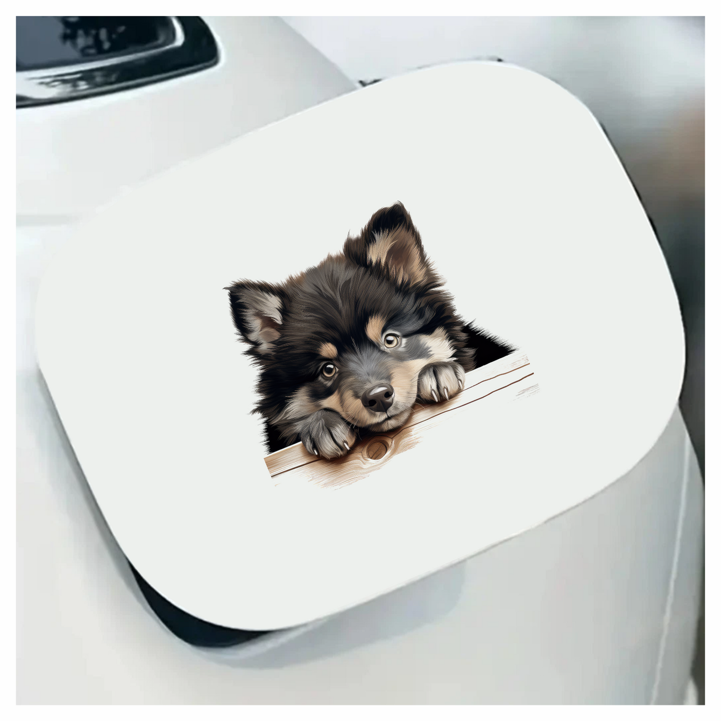 Black Brown Dog Puppy Fluffy Vinyl Sticker Decal