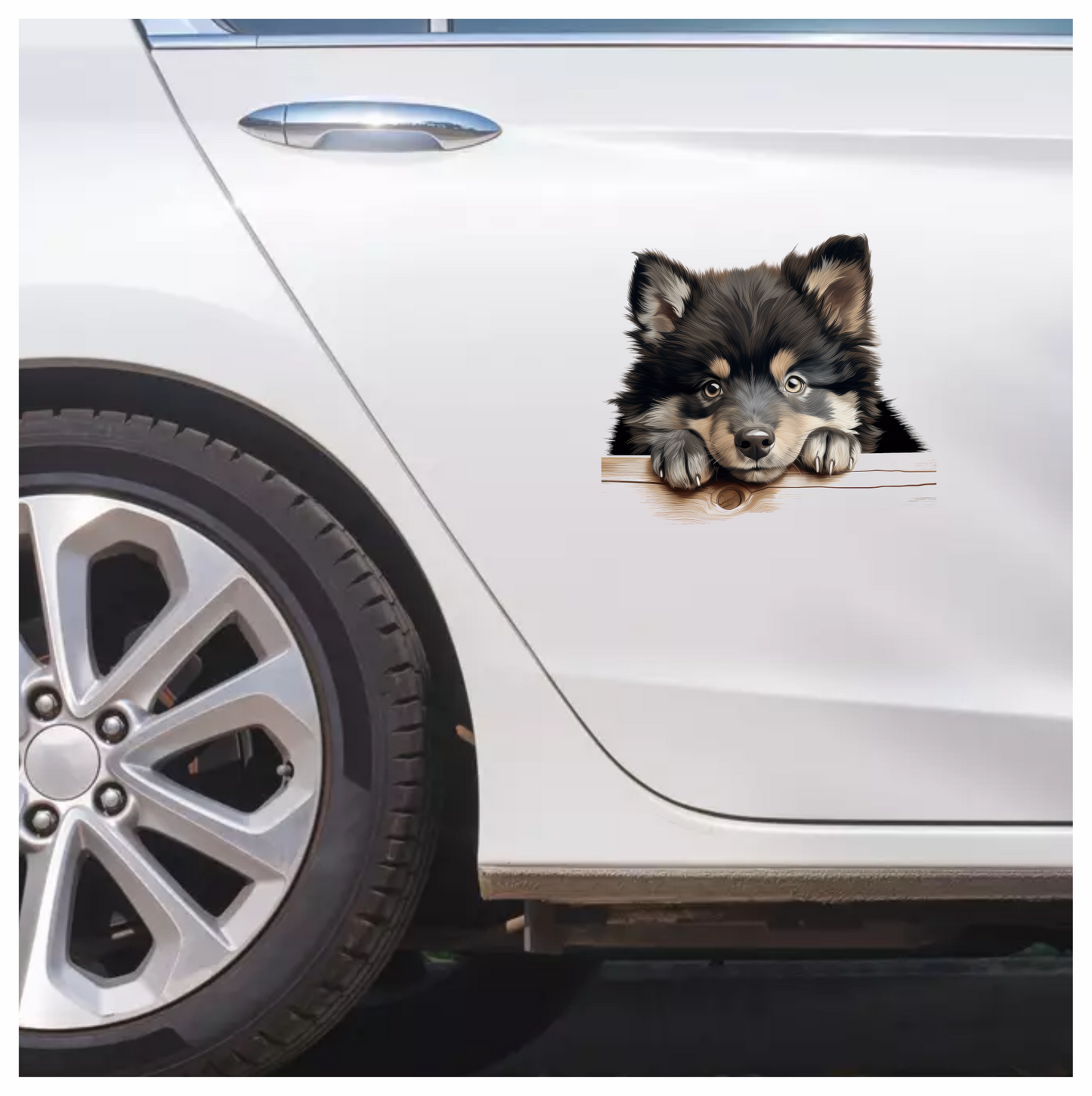 Black Brown Dog Puppy Fluffy Vinyl Sticker Decal