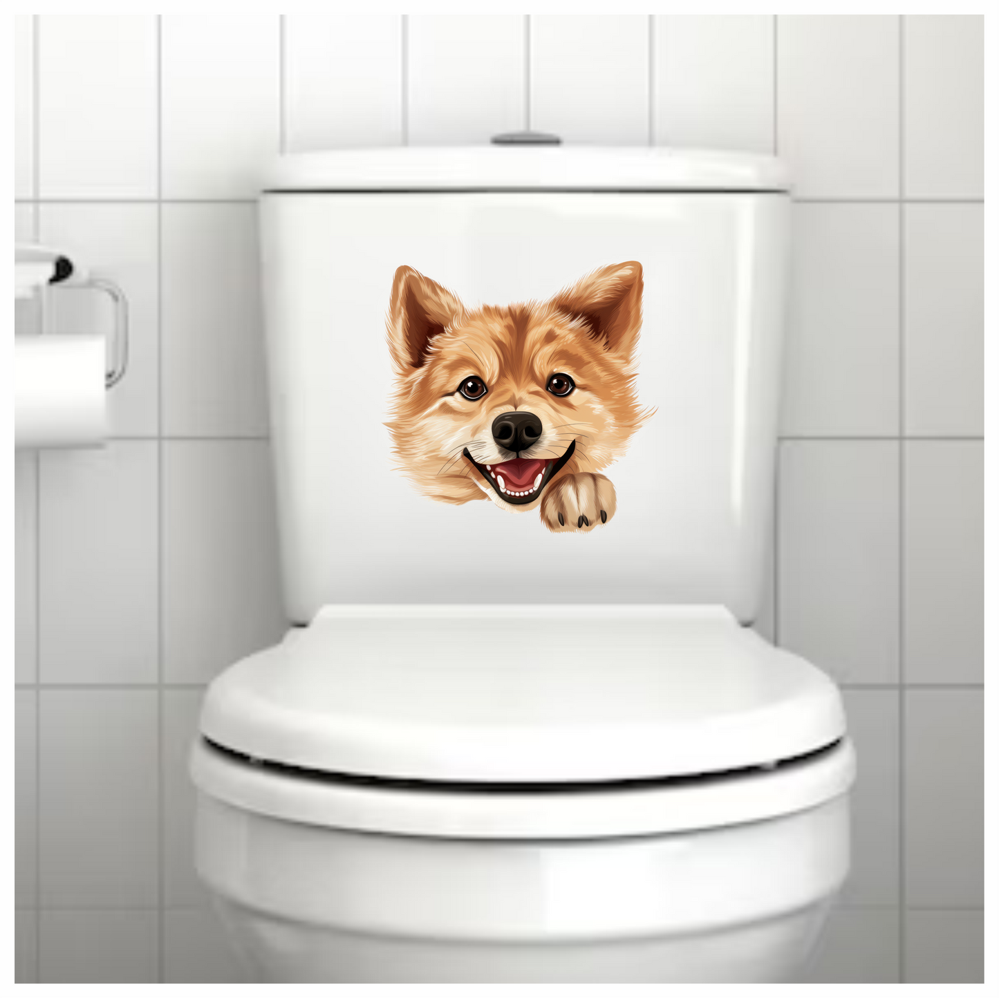 Brown Dog Cartoon Happy Face Vinyl Sticker Decal