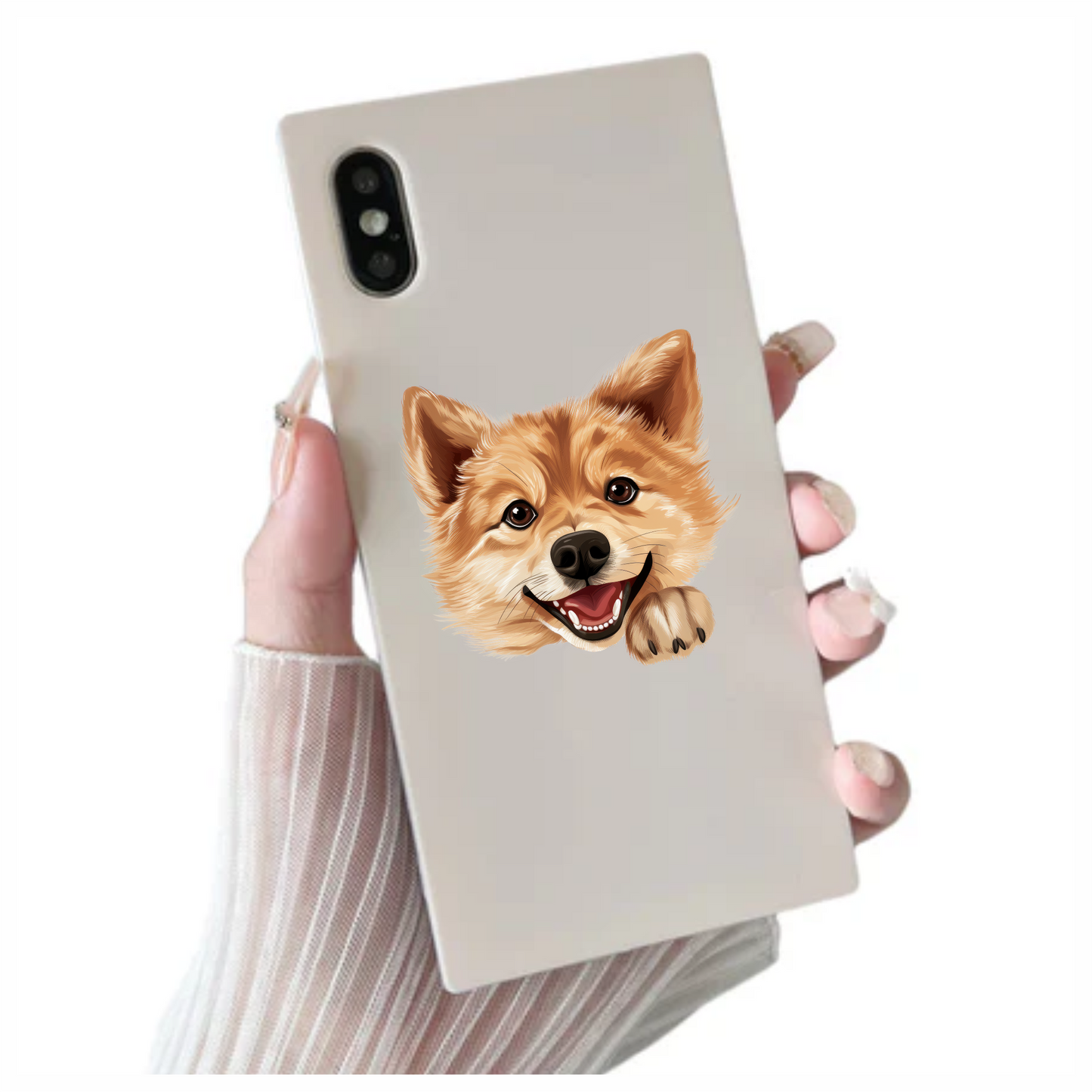 Brown Dog Cartoon Happy Face Vinyl Sticker Decal