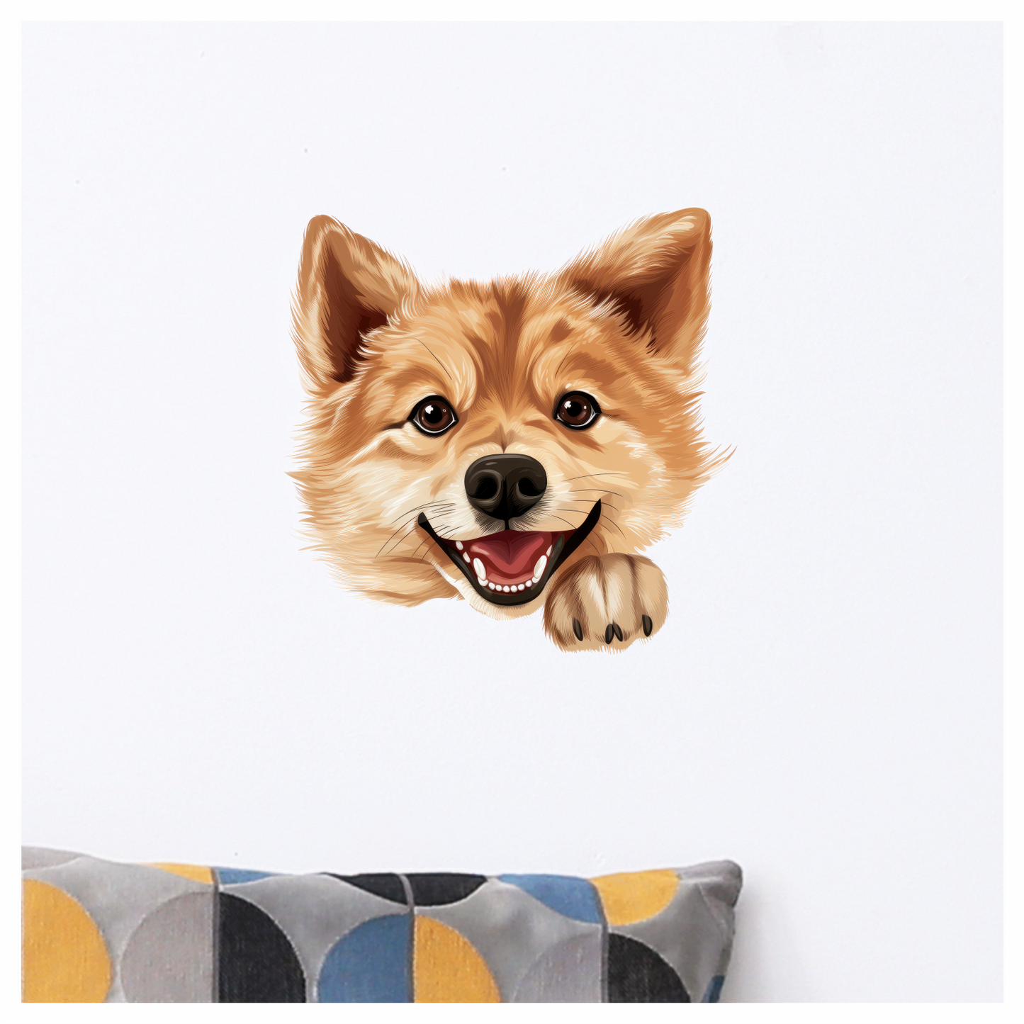 Brown Dog Cartoon Happy Face Vinyl Sticker Decal