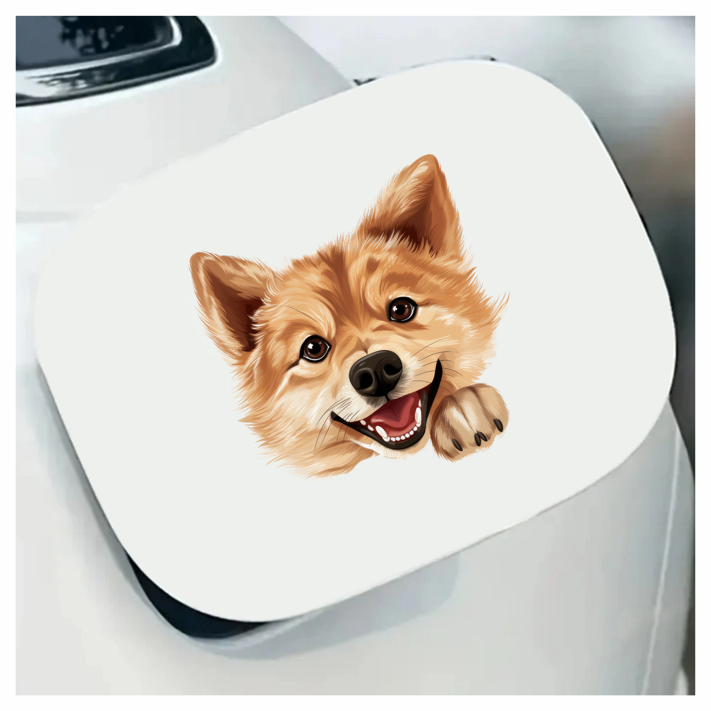 Brown Dog Cartoon Happy Face Vinyl Sticker Decal