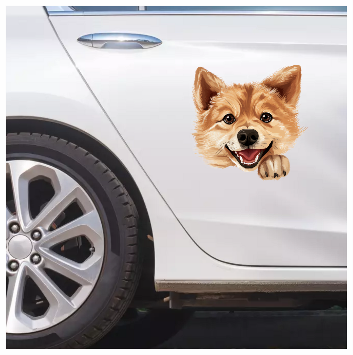Brown Dog Cartoon Happy Face Vinyl Sticker Decal