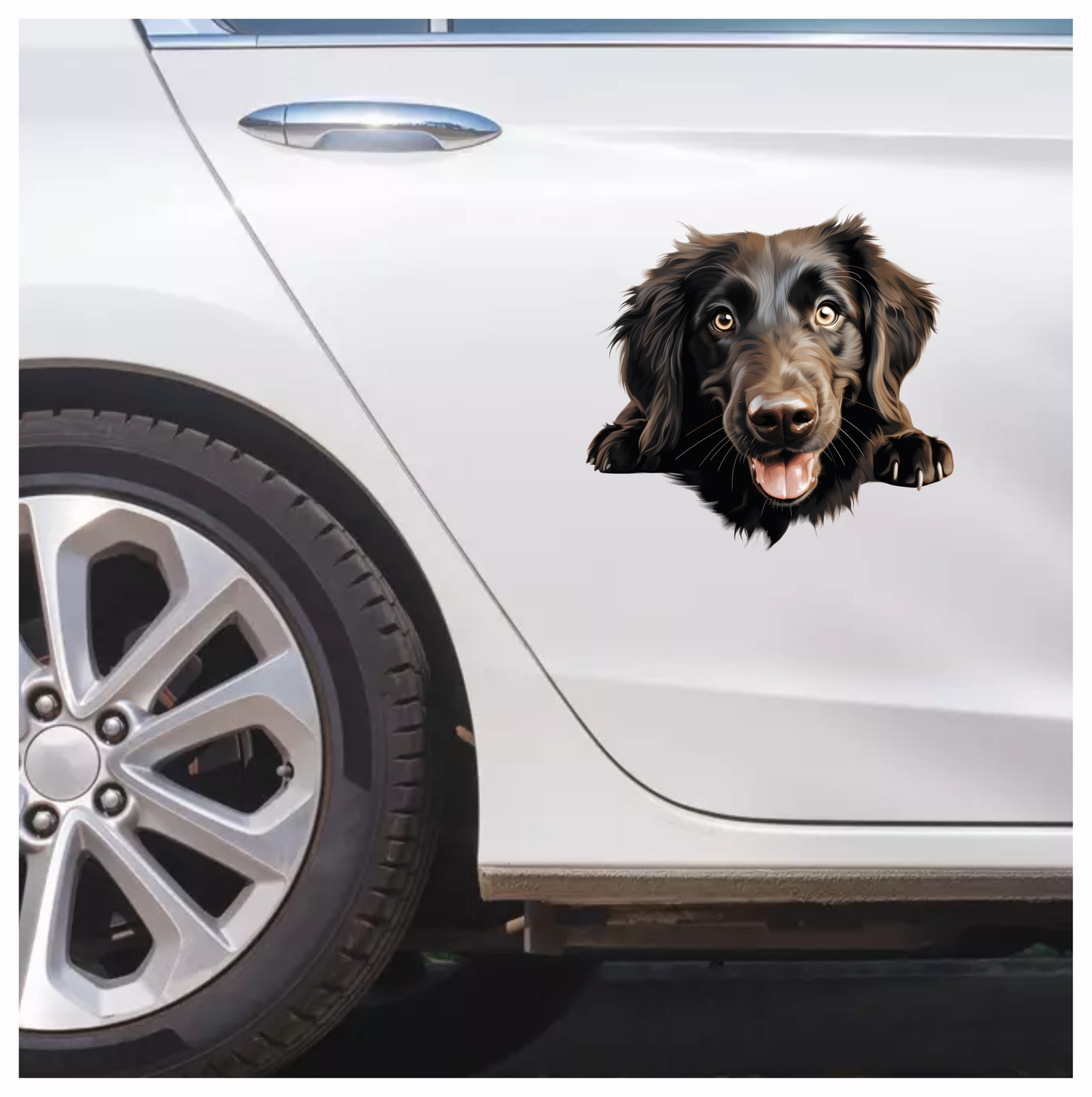 Black Dog Happy Face Retriever Vinyl Sticker Decal
