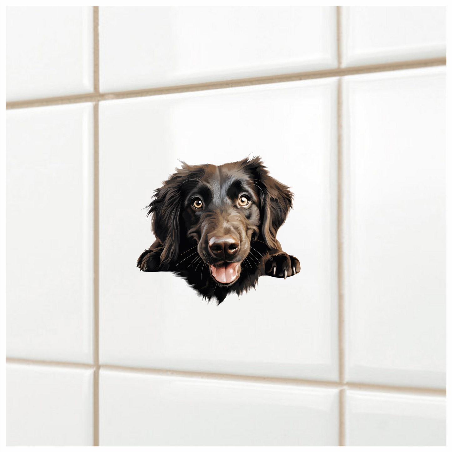 Black Dog Happy Face Retriever Vinyl Sticker Decal