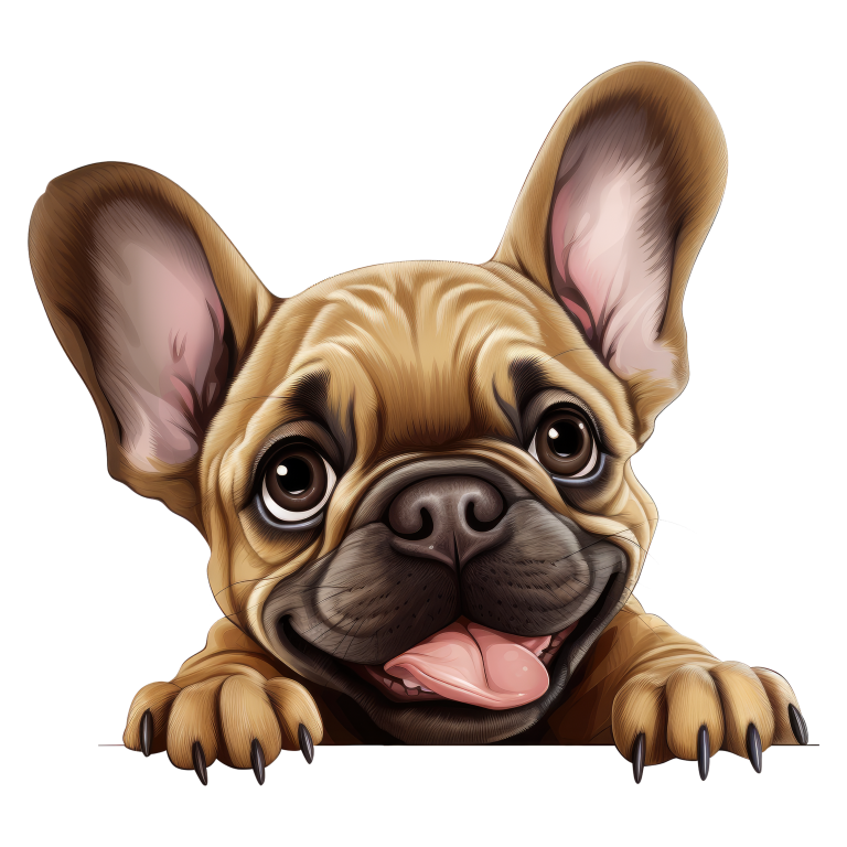 Brown Cute Dog French Bulldog Happy Vinyl Sticker Decal