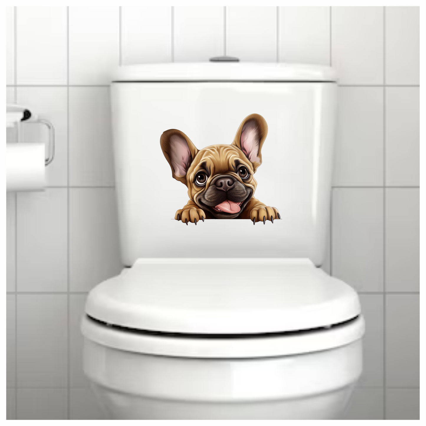 Brown Cute Dog French Bulldog Happy Vinyl Sticker Decal