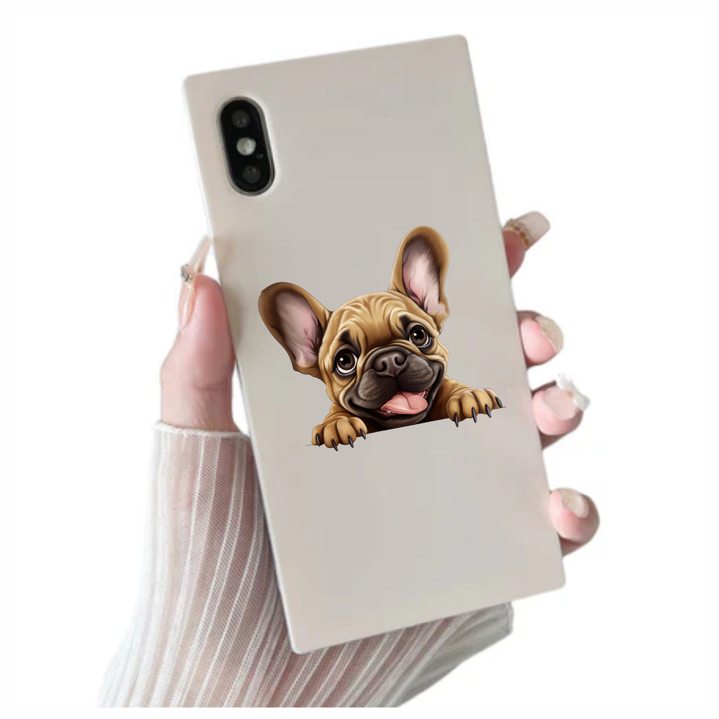 Brown Cute Dog French Bulldog Happy Vinyl Sticker Decal