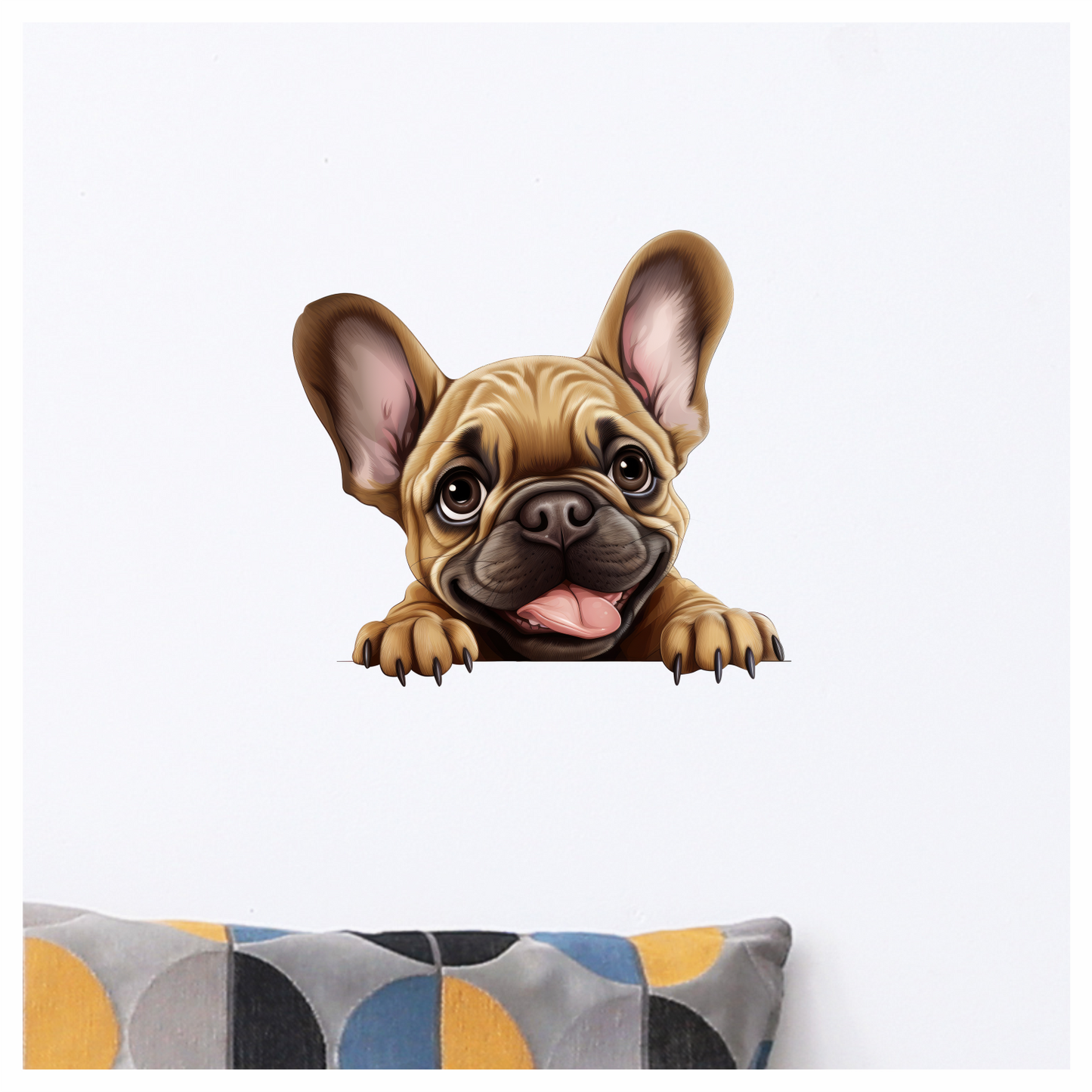Brown Cute Dog French Bulldog Happy Vinyl Sticker Decal