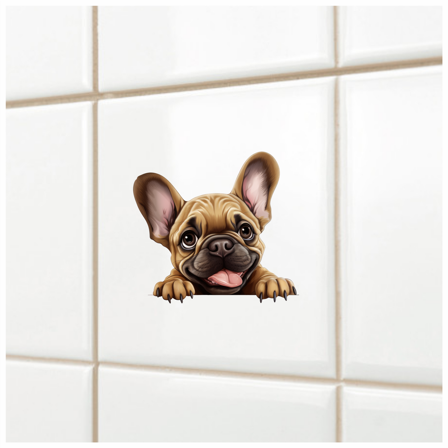 Brown Cute Dog French Bulldog Happy Vinyl Sticker Decal