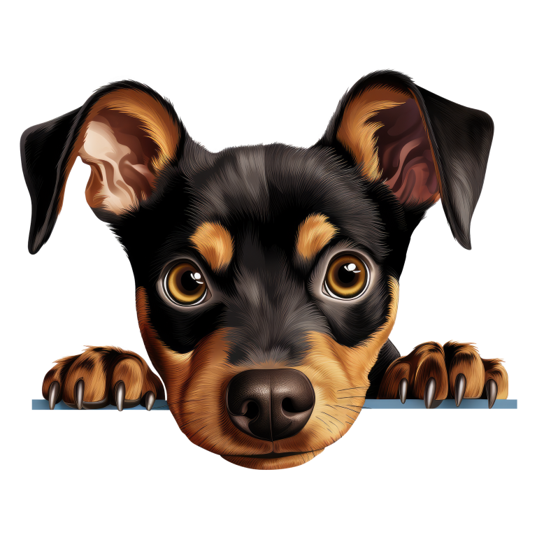 Black Brown Dog Terrier Cartoon Vinyl Sticker Decal