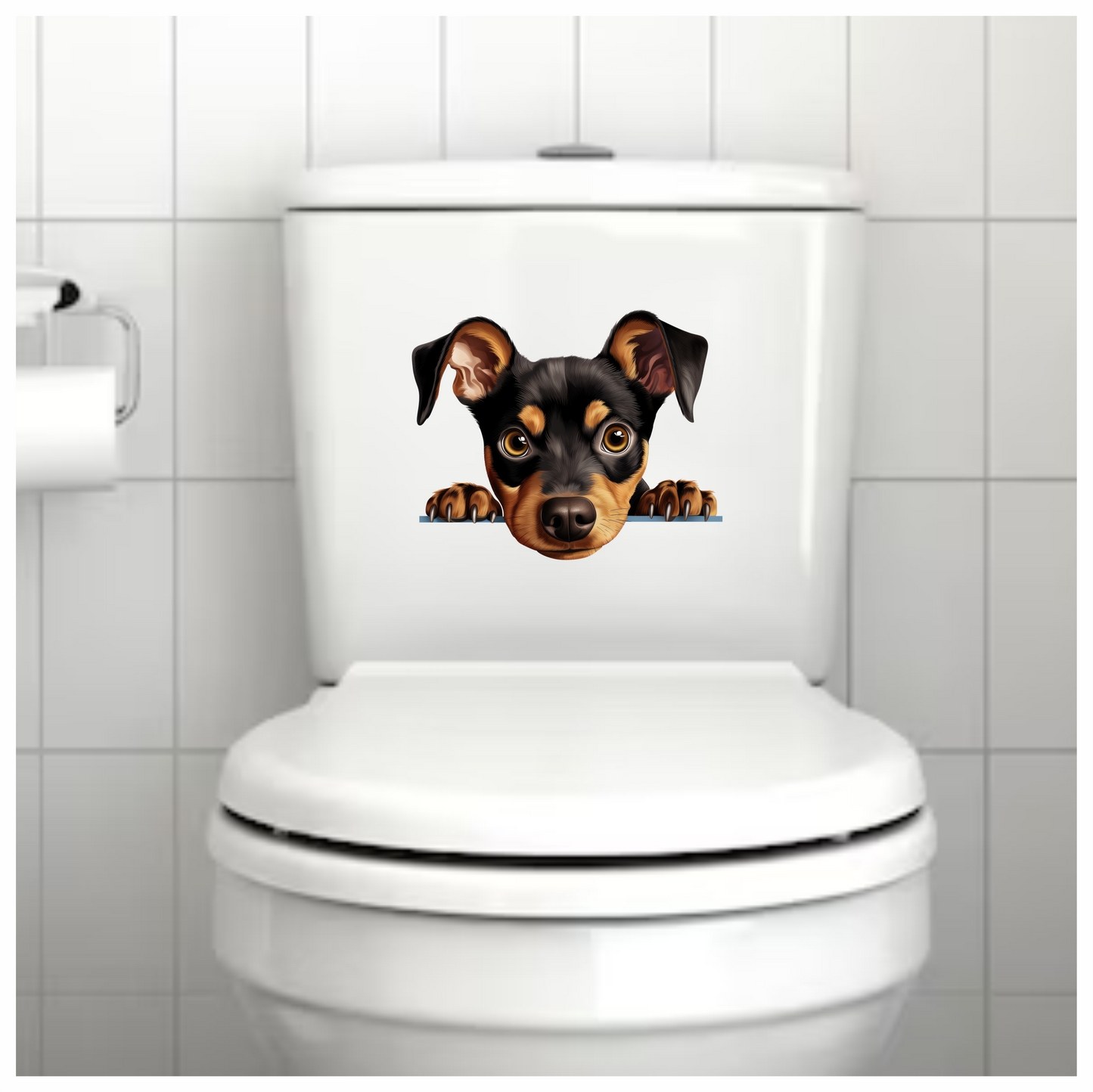Black Brown Dog Terrier Cartoon Vinyl Sticker Decal