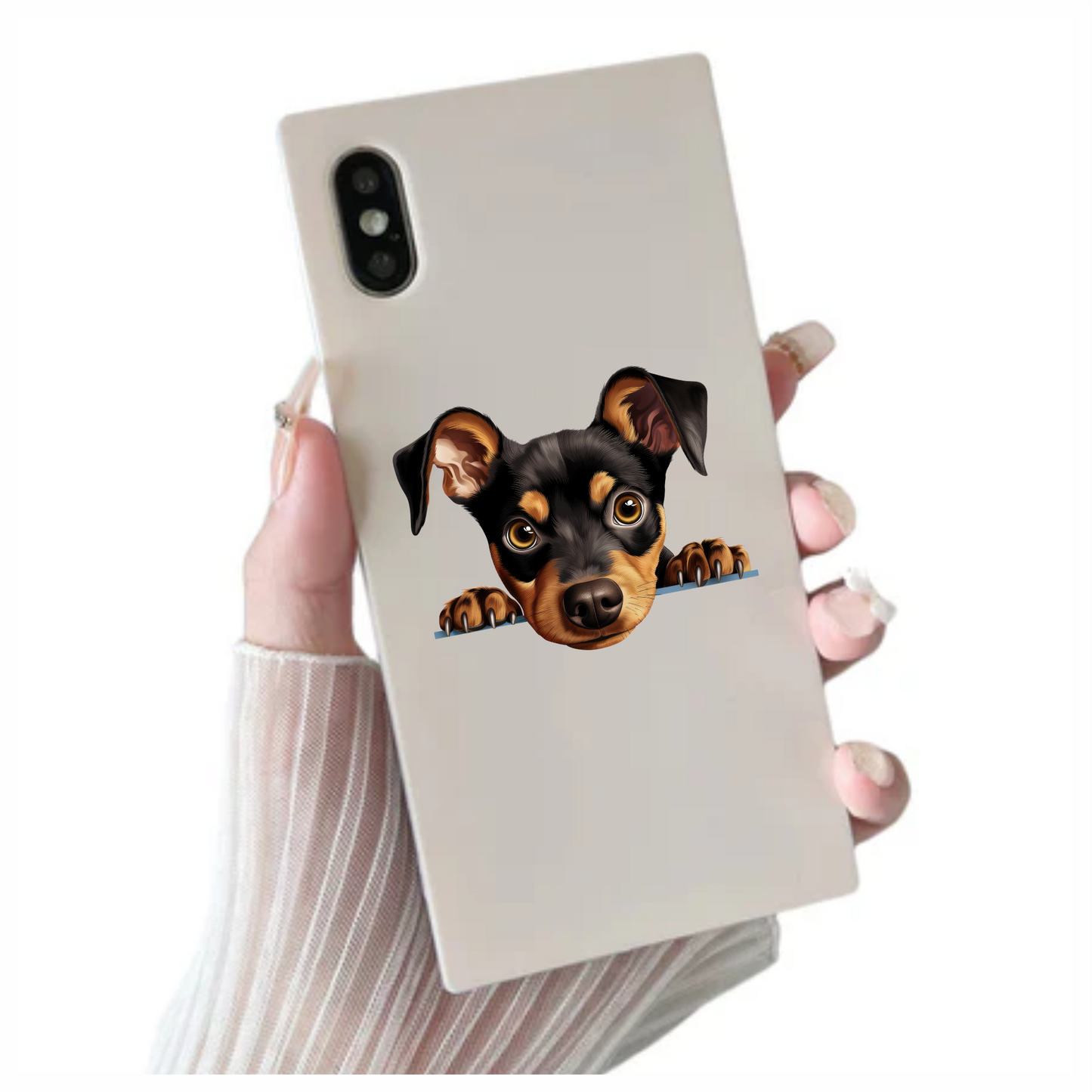 Black Brown Dog Terrier Cartoon Vinyl Sticker Decal