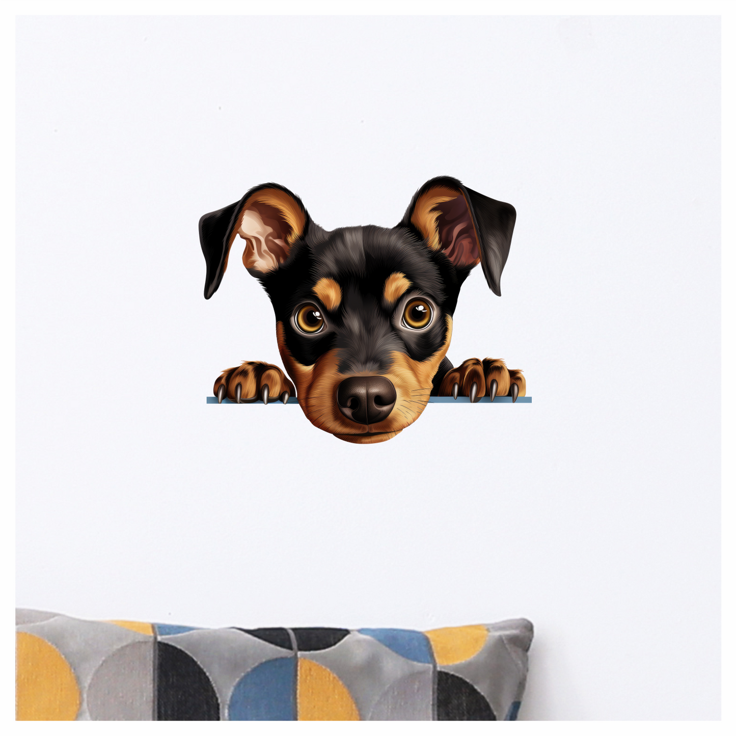 Black Brown Dog Terrier Cartoon Vinyl Sticker Decal