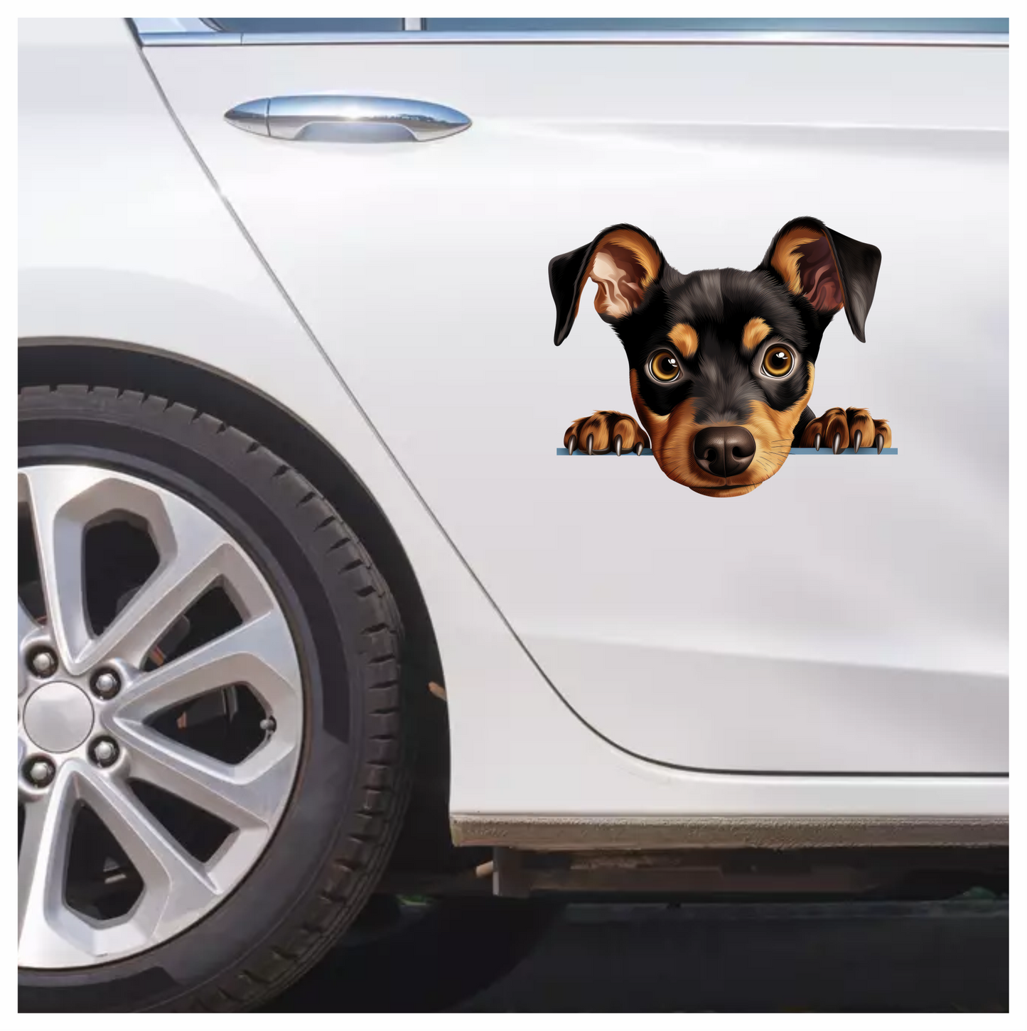 Black Brown Dog Terrier Cartoon Vinyl Sticker Decal