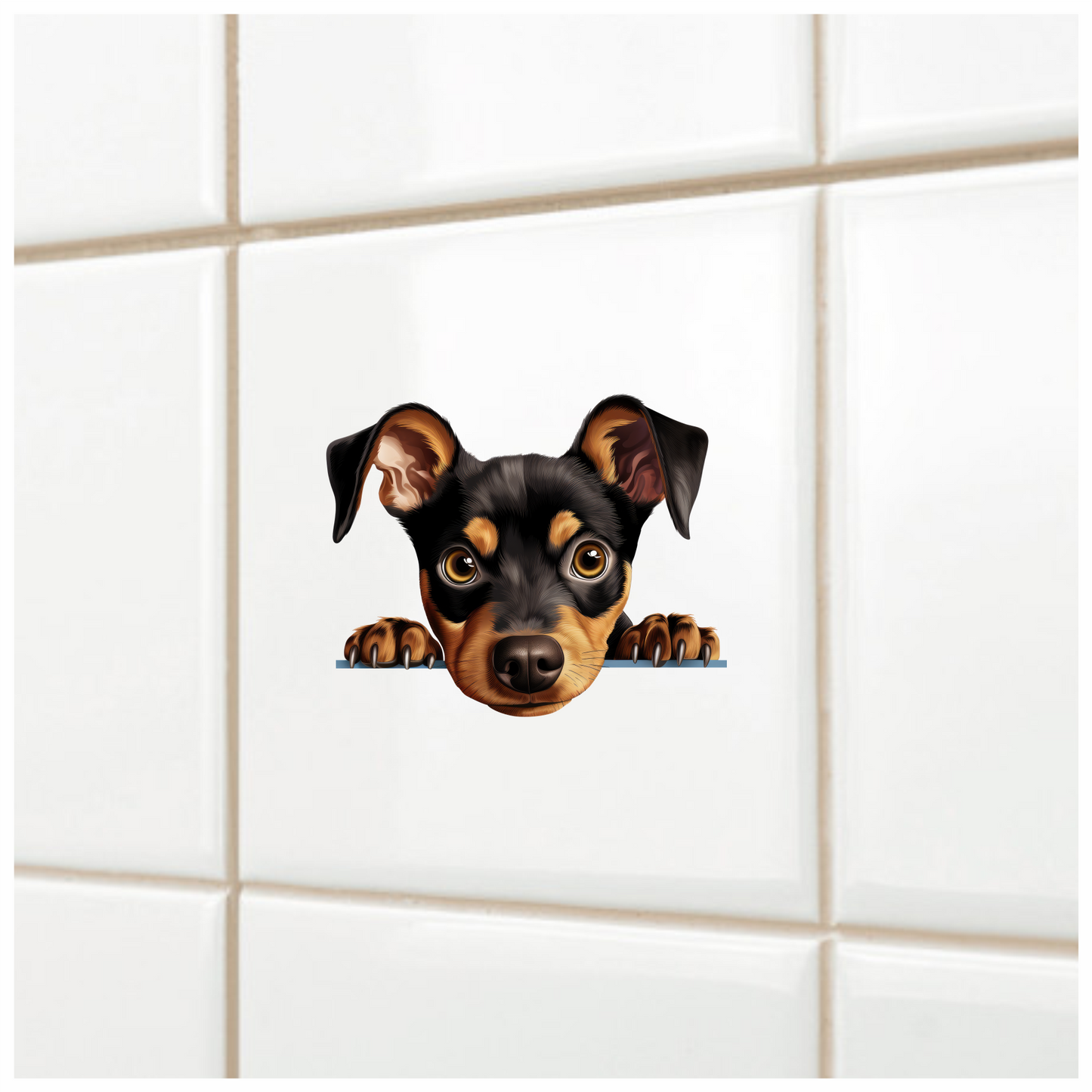 Black Brown Dog Terrier Cartoon Vinyl Sticker Decal