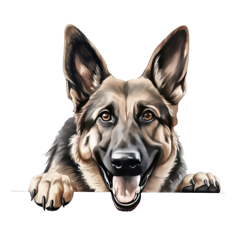 Brown Dog German Shepherd Happy Face Vinyl Sticker Decal