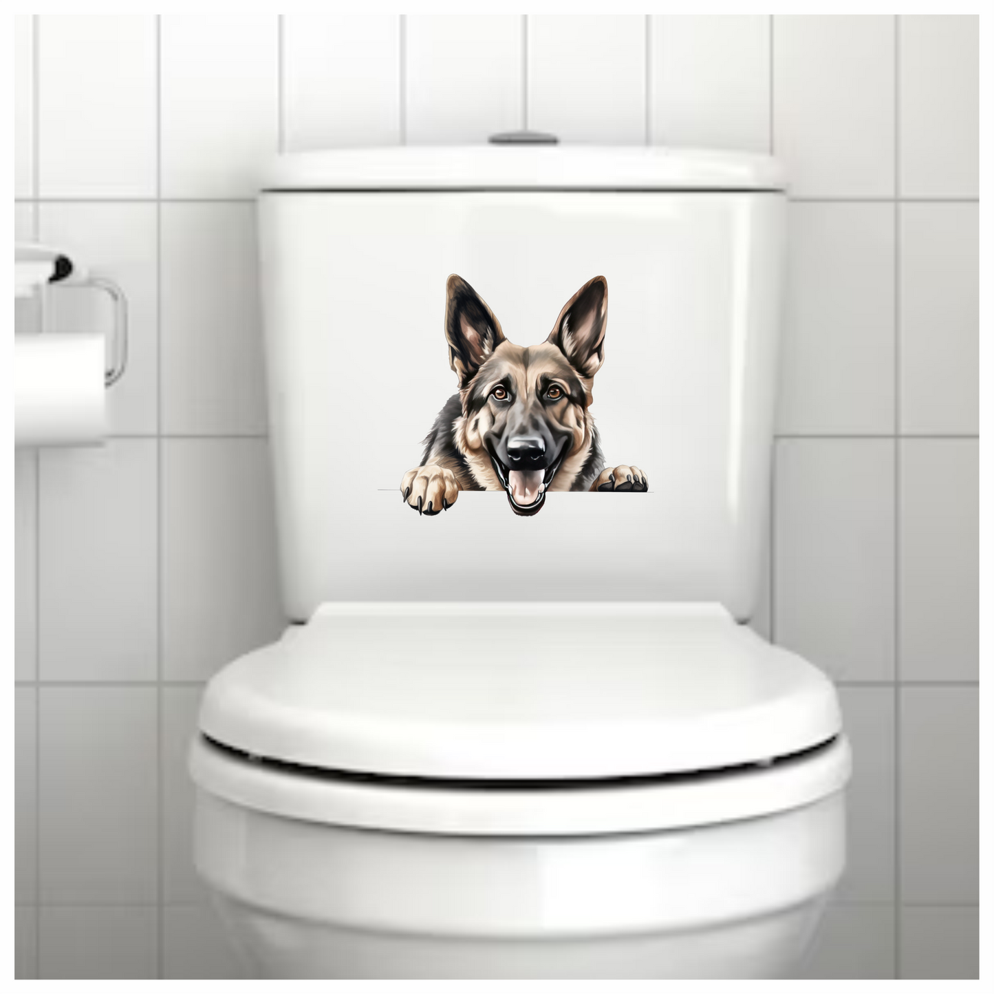 Brown Dog German Shepherd Happy Face Vinyl Sticker Decal
