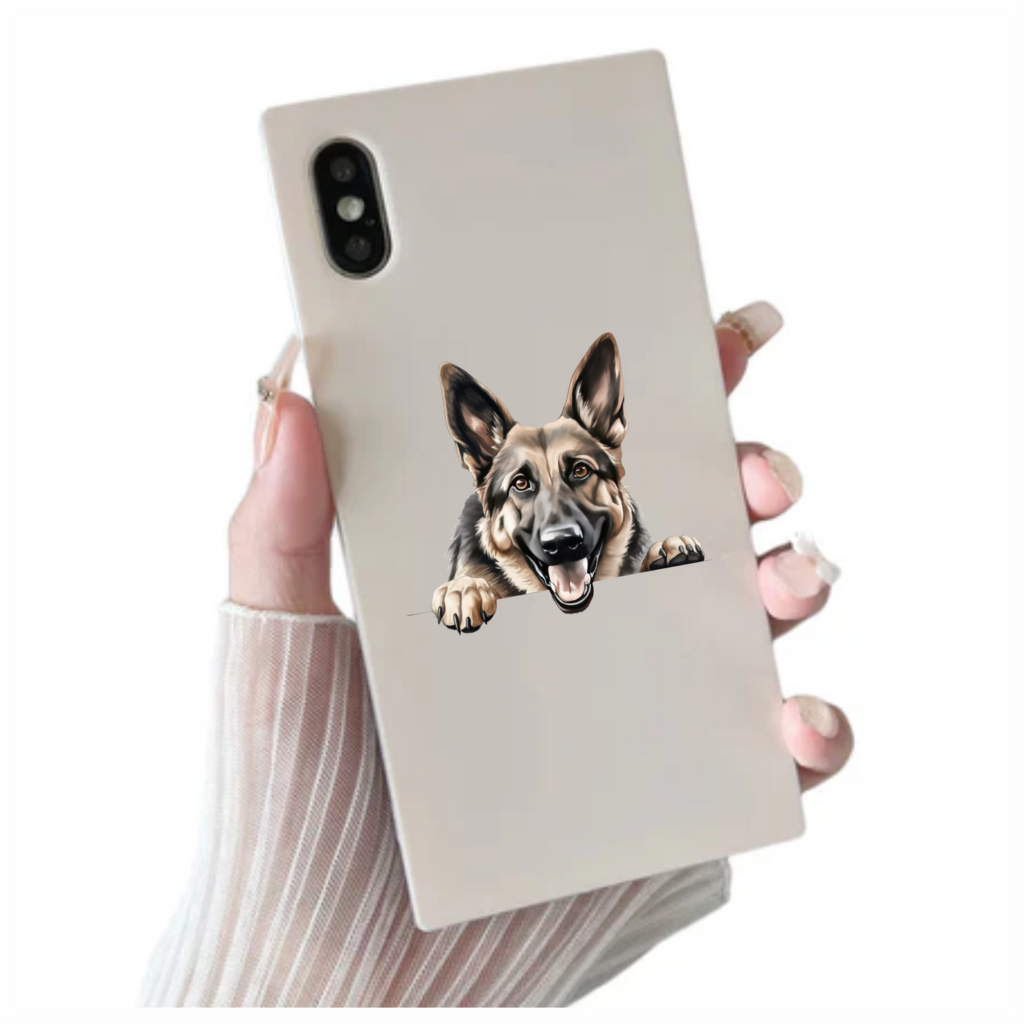 Brown Dog German Shepherd Happy Face Vinyl Sticker Decal
