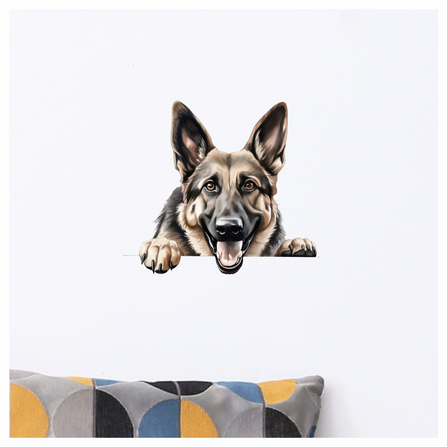 Brown Dog German Shepherd Happy Face Vinyl Sticker Decal