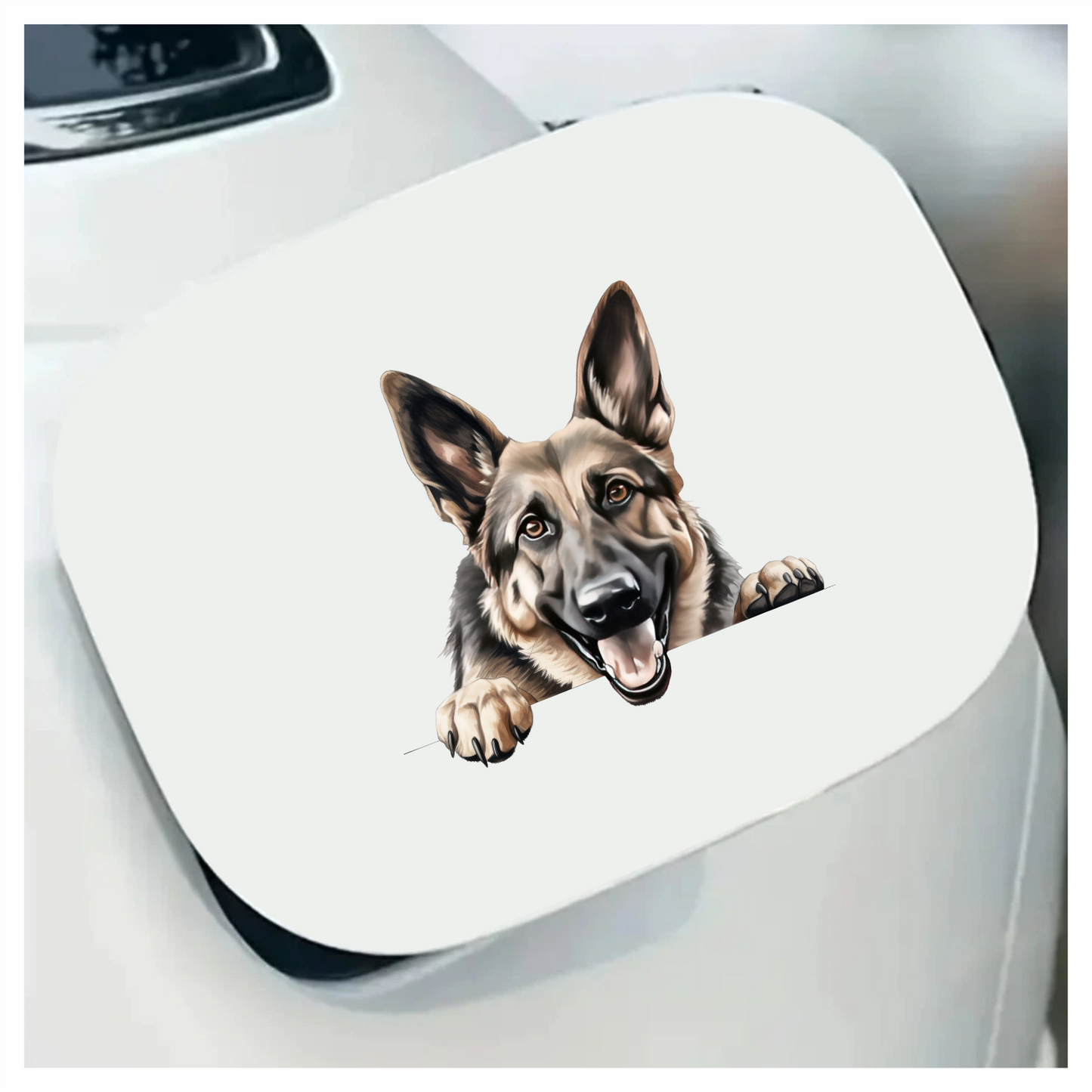 Brown Dog German Shepherd Happy Face Vinyl Sticker Decal