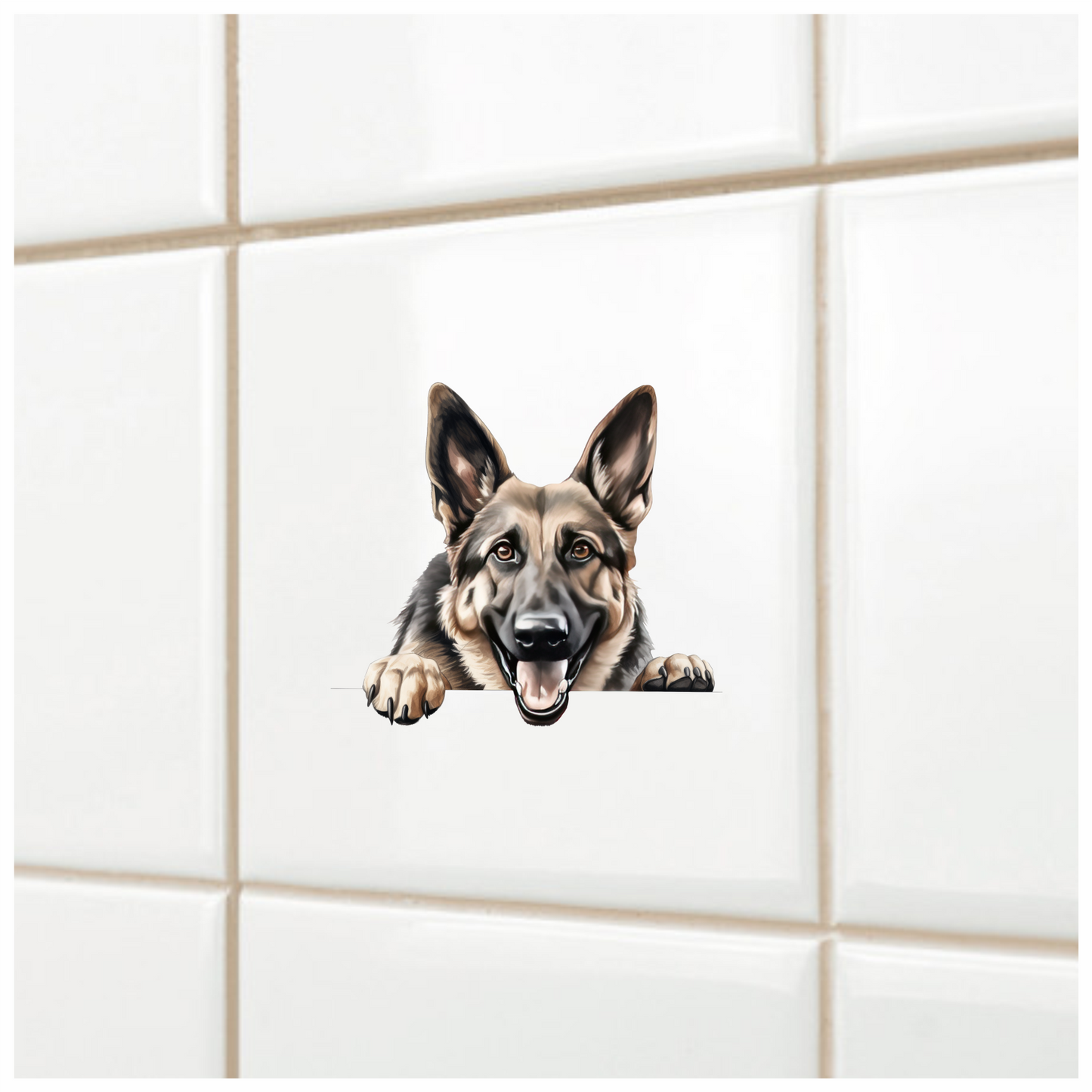 Brown Dog German Shepherd Happy Face Vinyl Sticker Decal