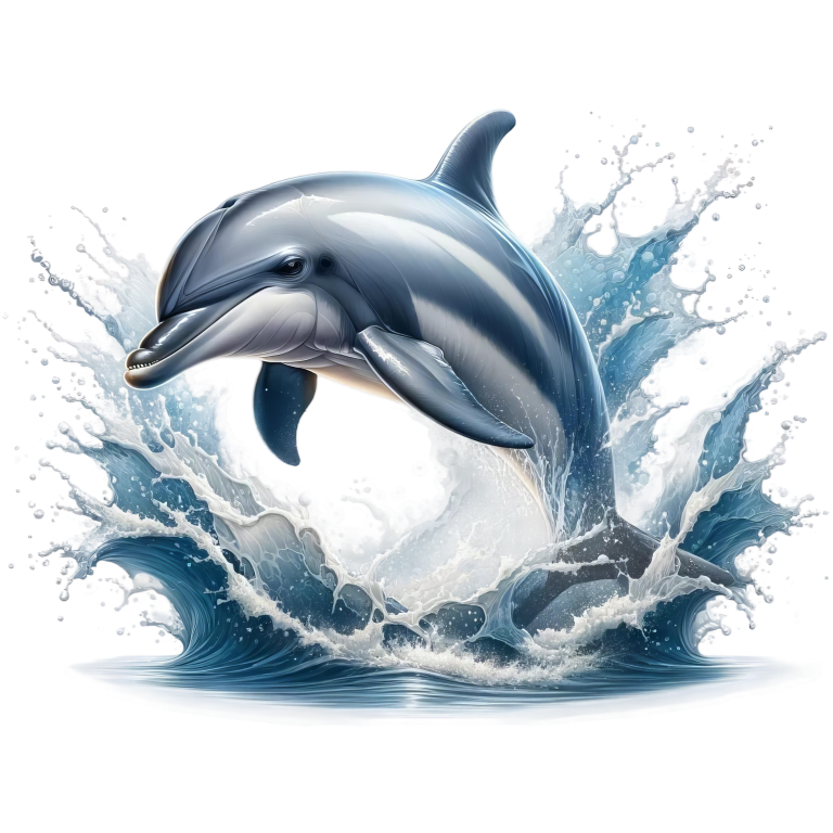 Blue Dolphin Jumping Ocean Waves Vinyl Sticker Decal