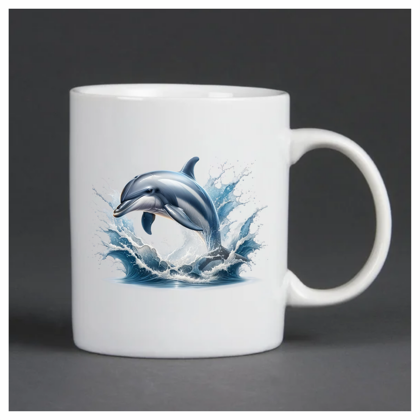 Blue Dolphin Jumping Ocean Waves Vinyl Sticker Decal