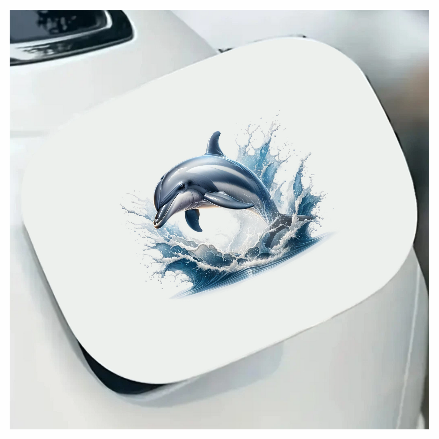 Blue Dolphin Jumping Ocean Waves Vinyl Sticker Decal