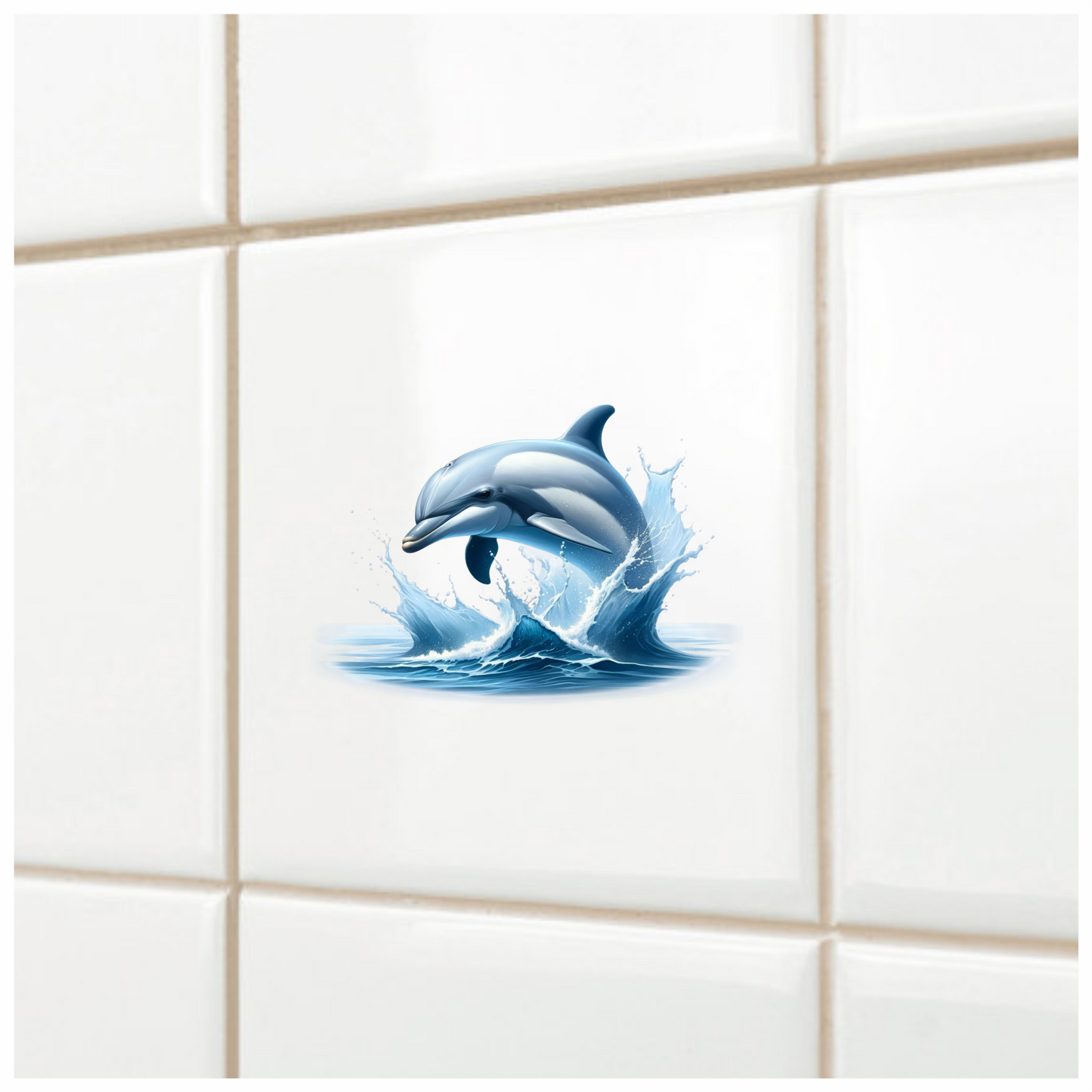 Blue Dolphin Ocean Jumping Splash Vinyl Sticker Decal