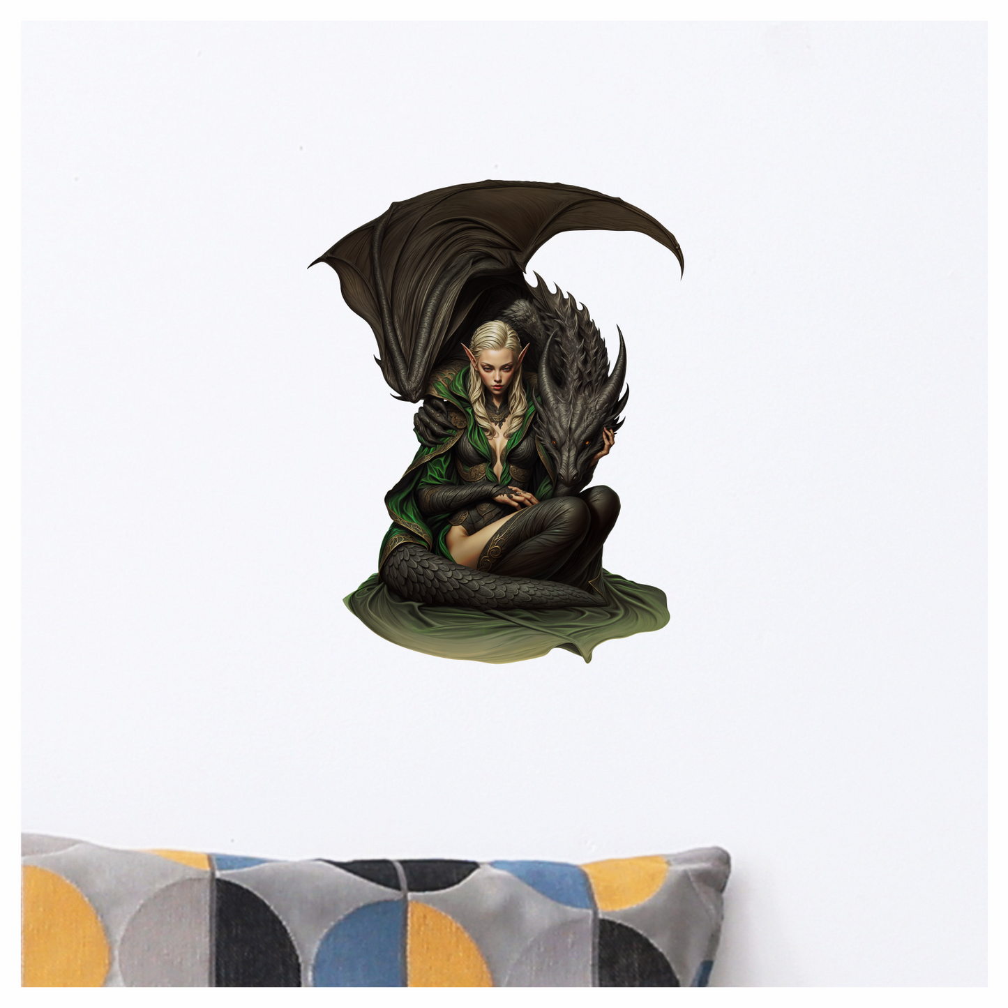 Elf Green Dragon Companion Fantasy Vinyl Sticker Decal
