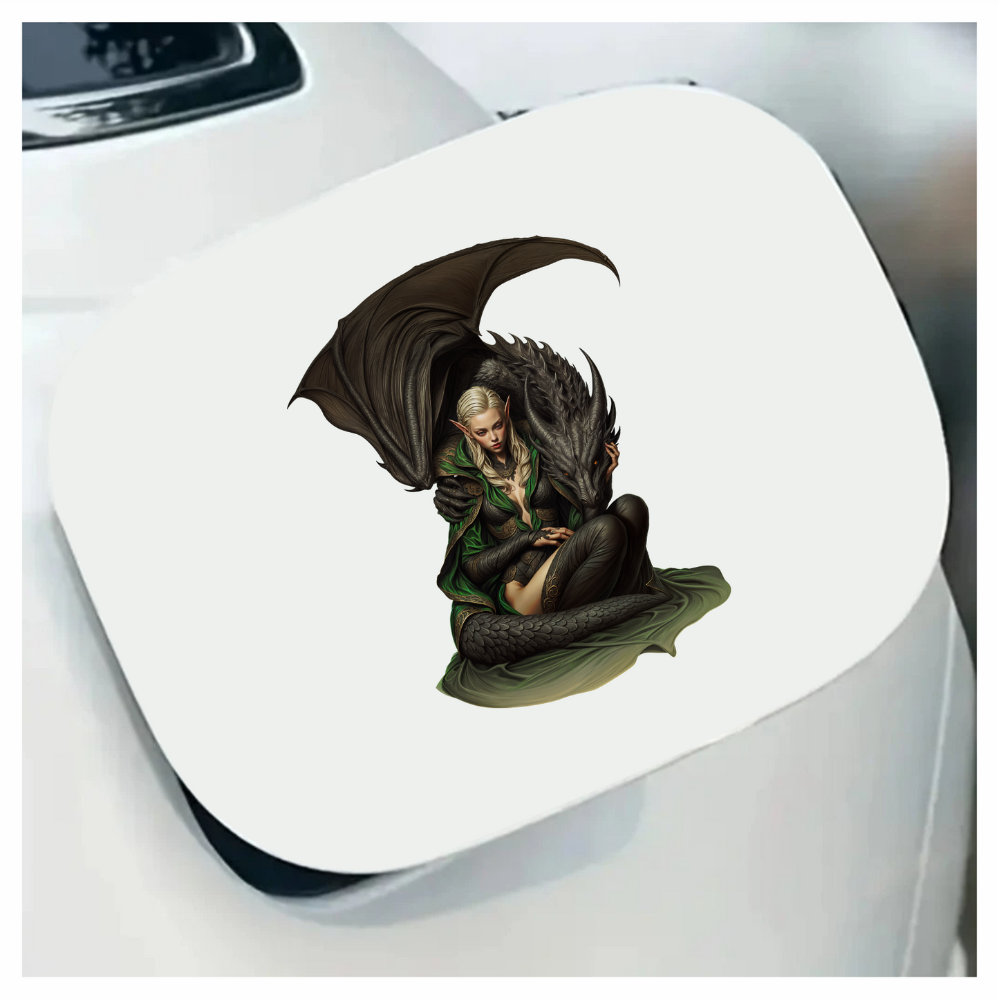 Elf Green Dragon Companion Fantasy Vinyl Sticker Decal