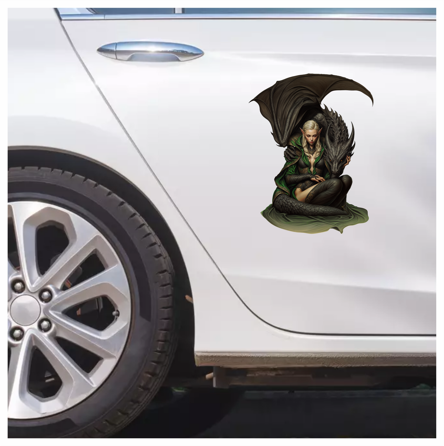 Elf Green Dragon Companion Fantasy Vinyl Sticker Decal