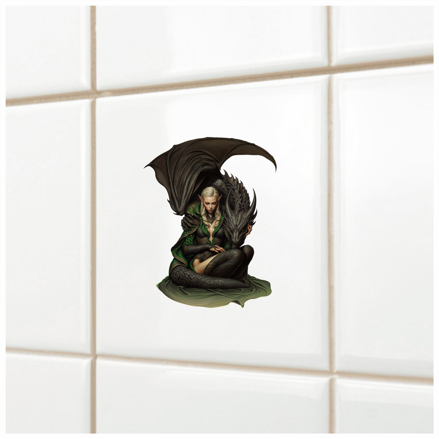 Elf Green Dragon Companion Fantasy Vinyl Sticker Decal
