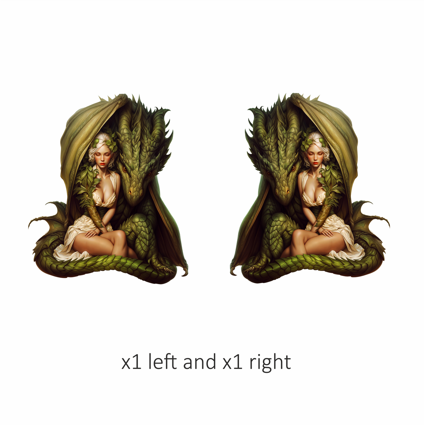 Green Dragon Woman Forest Bond Vinyl Sticker Decal
