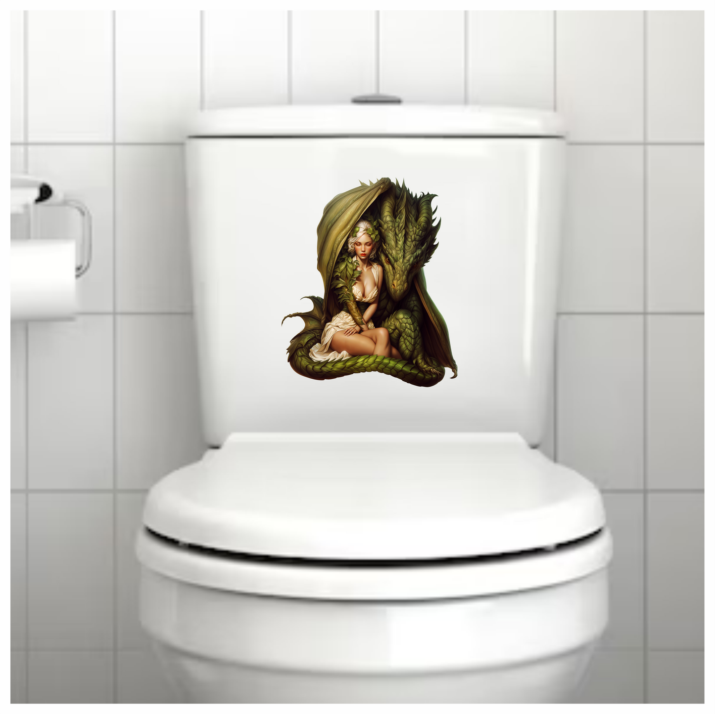 Green Dragon Woman Forest Bond Vinyl Sticker Decal