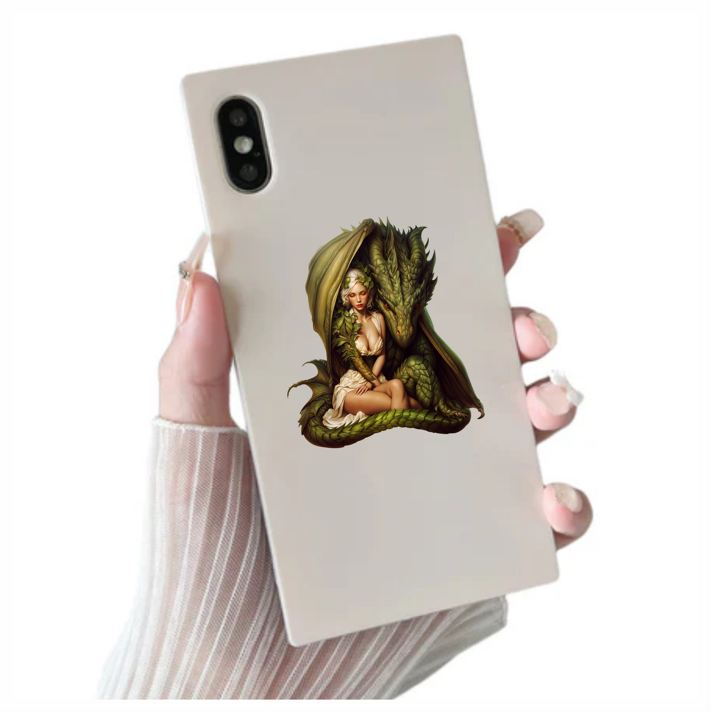 Green Dragon Woman Forest Bond Vinyl Sticker Decal