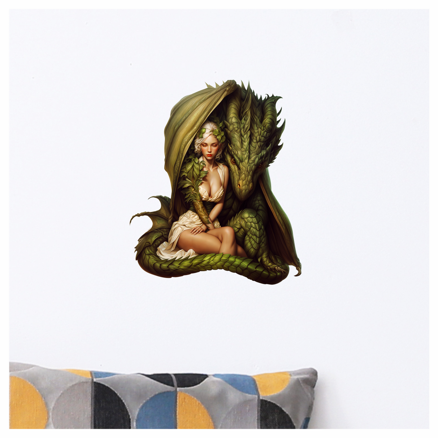 Green Dragon Woman Forest Bond Vinyl Sticker Decal